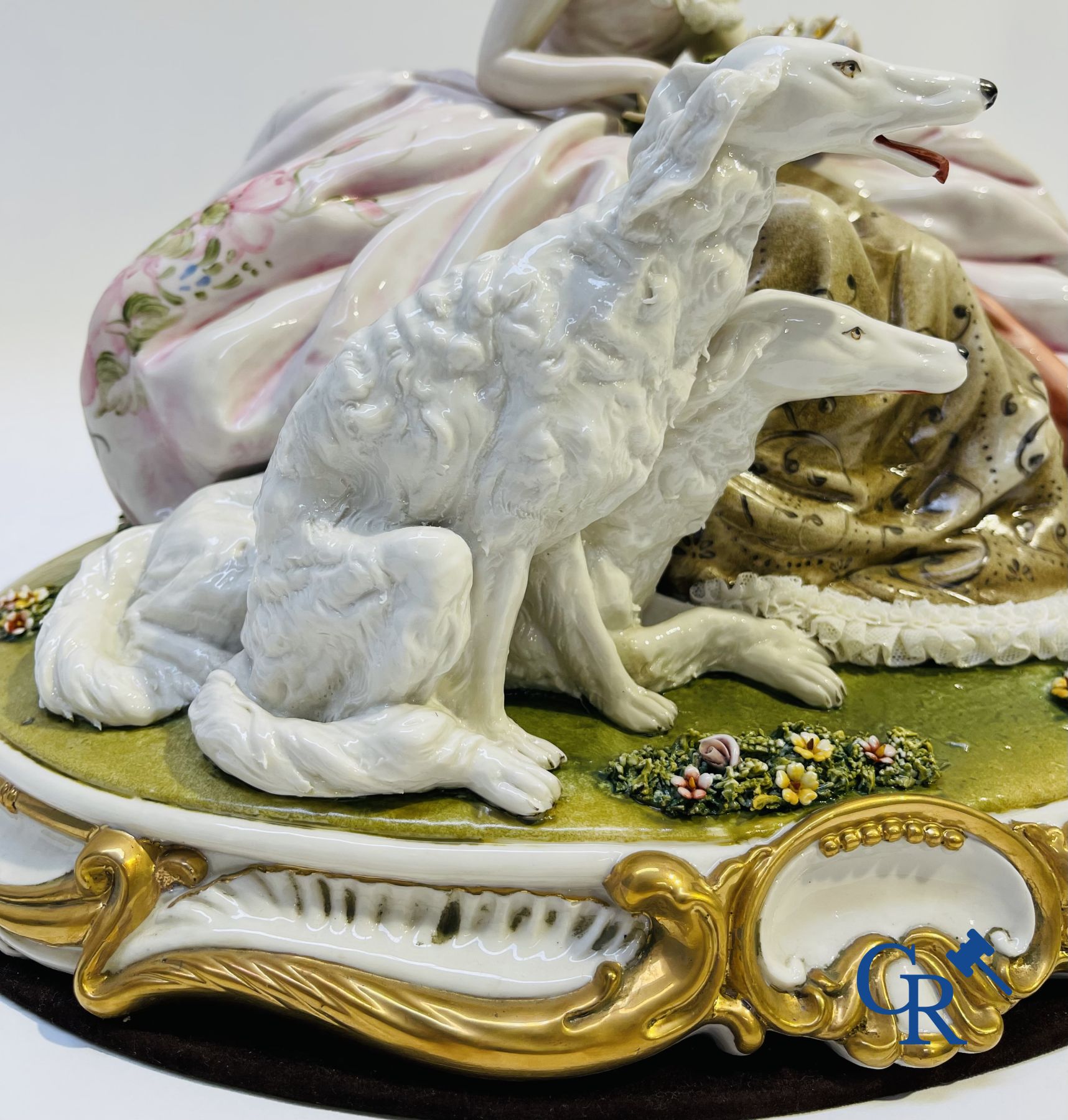 Porcelain: Capodimonte: Exceptional group in Italian porcelain with lace.