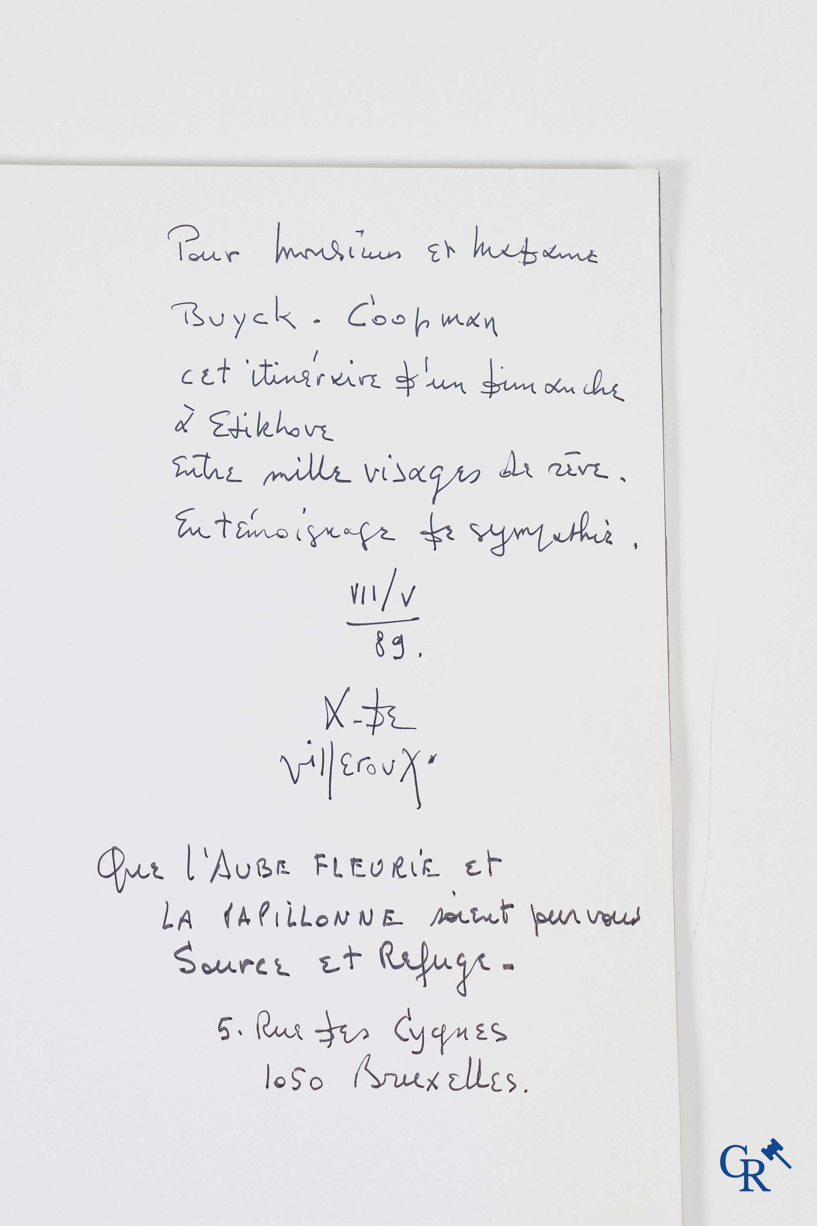 Albert de Villeroux (1934-2011) (*) "L'Aube Fleurie" en "La Papillonne", een klein werkje bijgevoegd. Olie op doek.