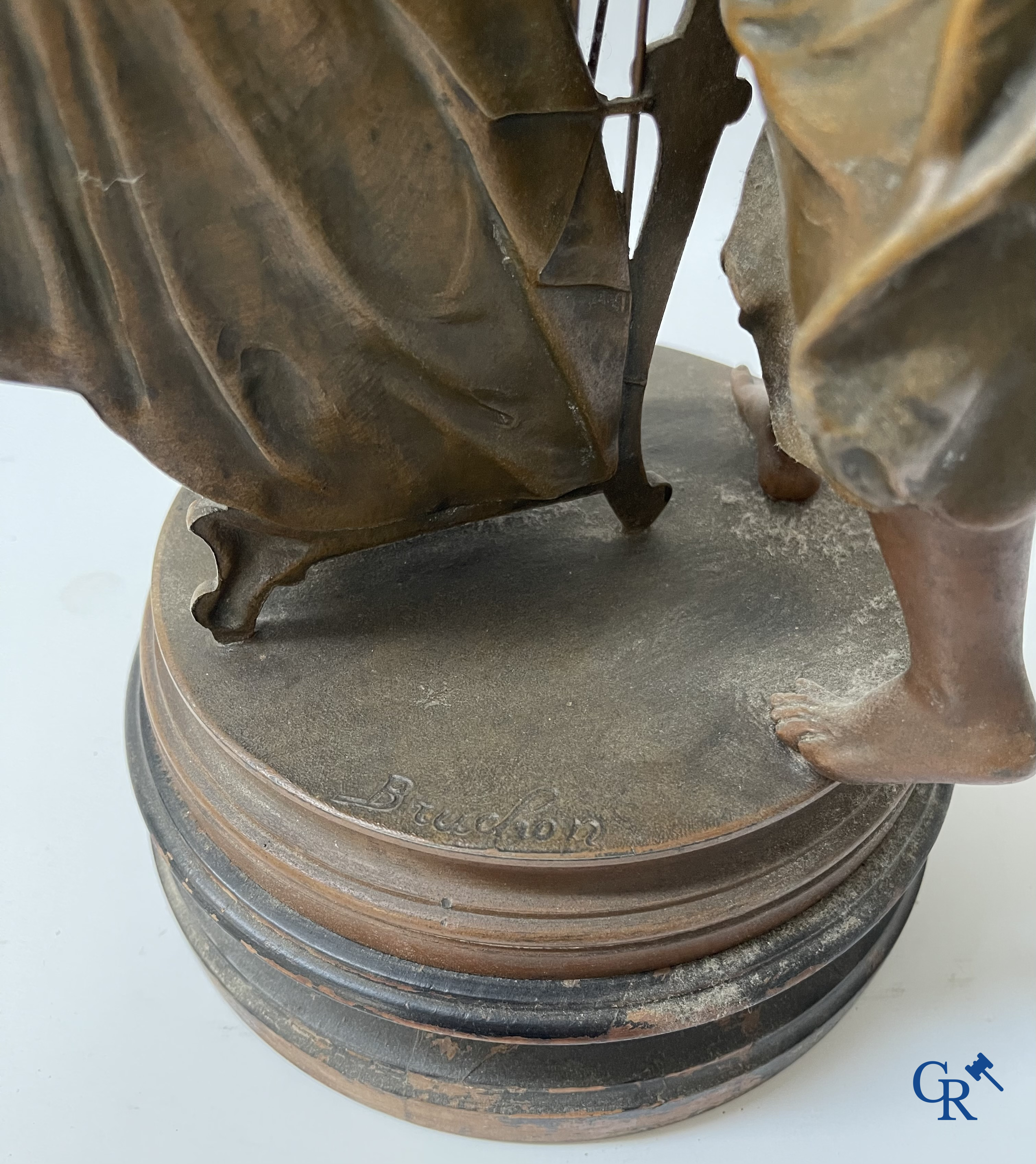 Lot de 3 sculptures en régule. Anatole Guillot, Emile Bruchon, Rousseau, vers 1900.