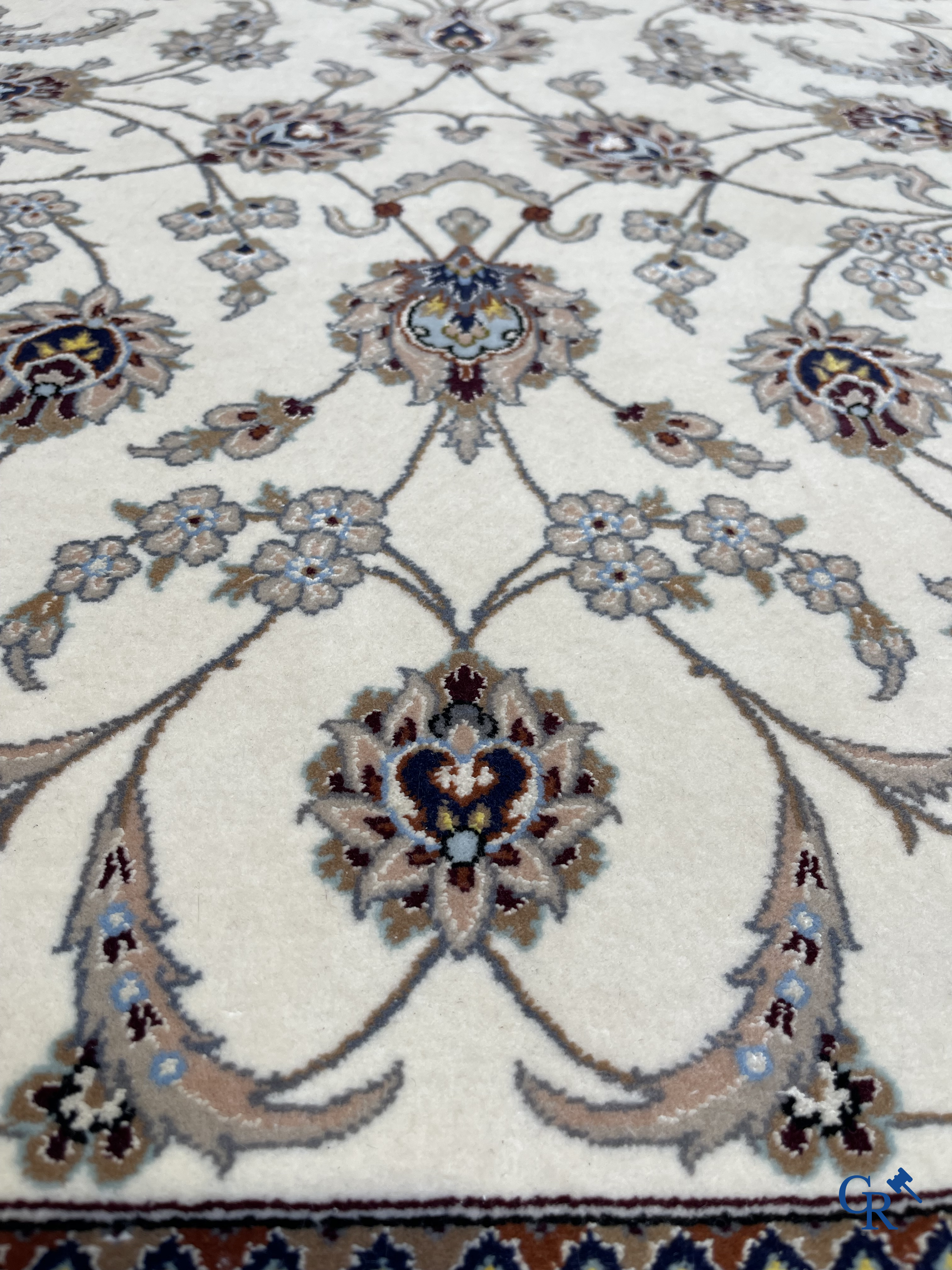 Persian carpets. Fine knotted Nain carpet with floral decor.