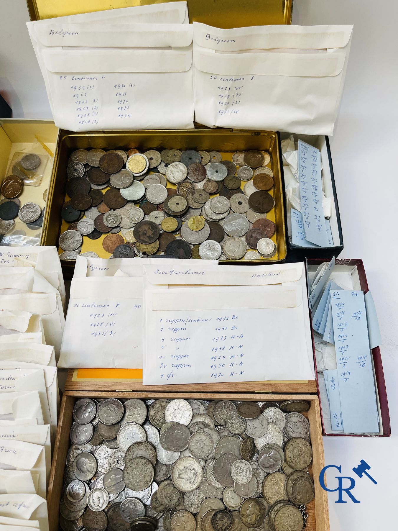 Coins: Large lot of various coins in silver, copper and nickel.