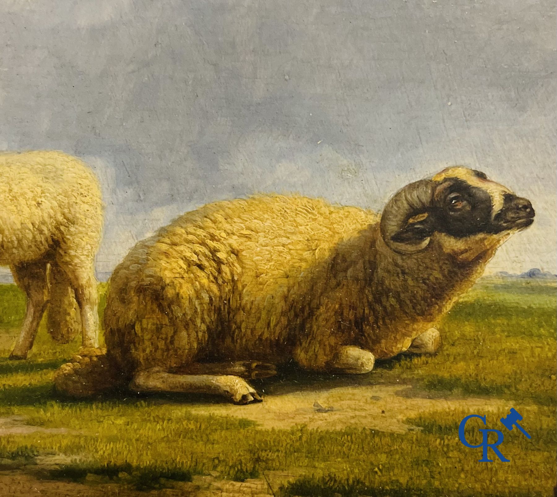 Eugène Verboeckhoven: Schapen in een landschap. olie op paneel.