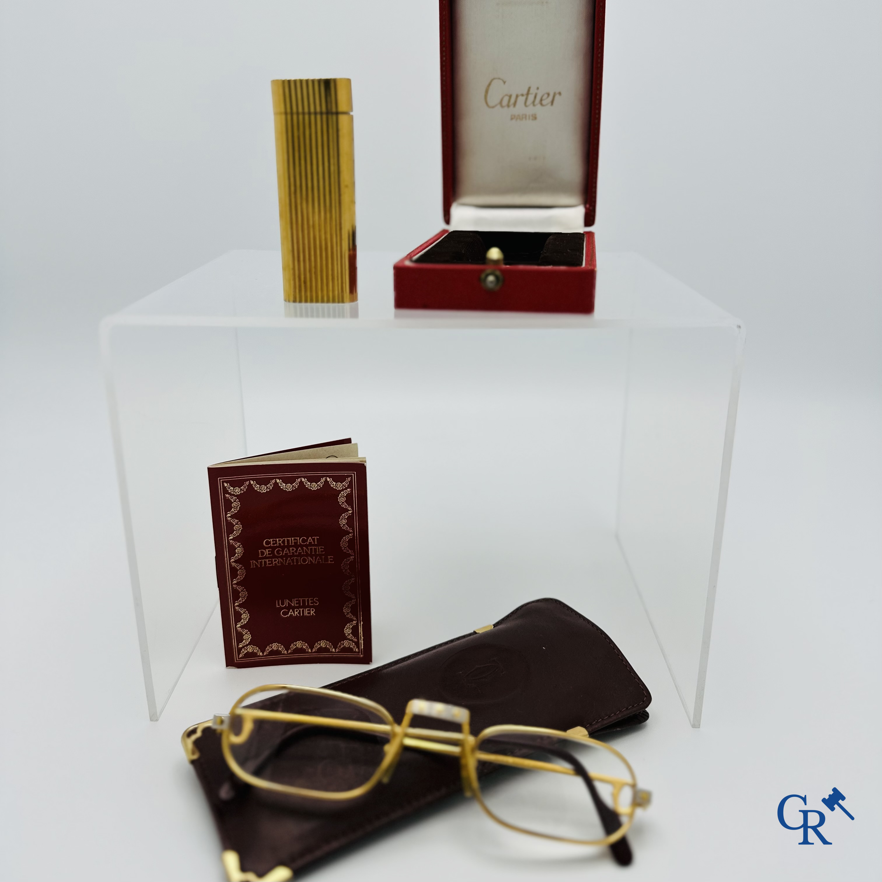 Cartier à Paris: Lighter and glasses in original case.