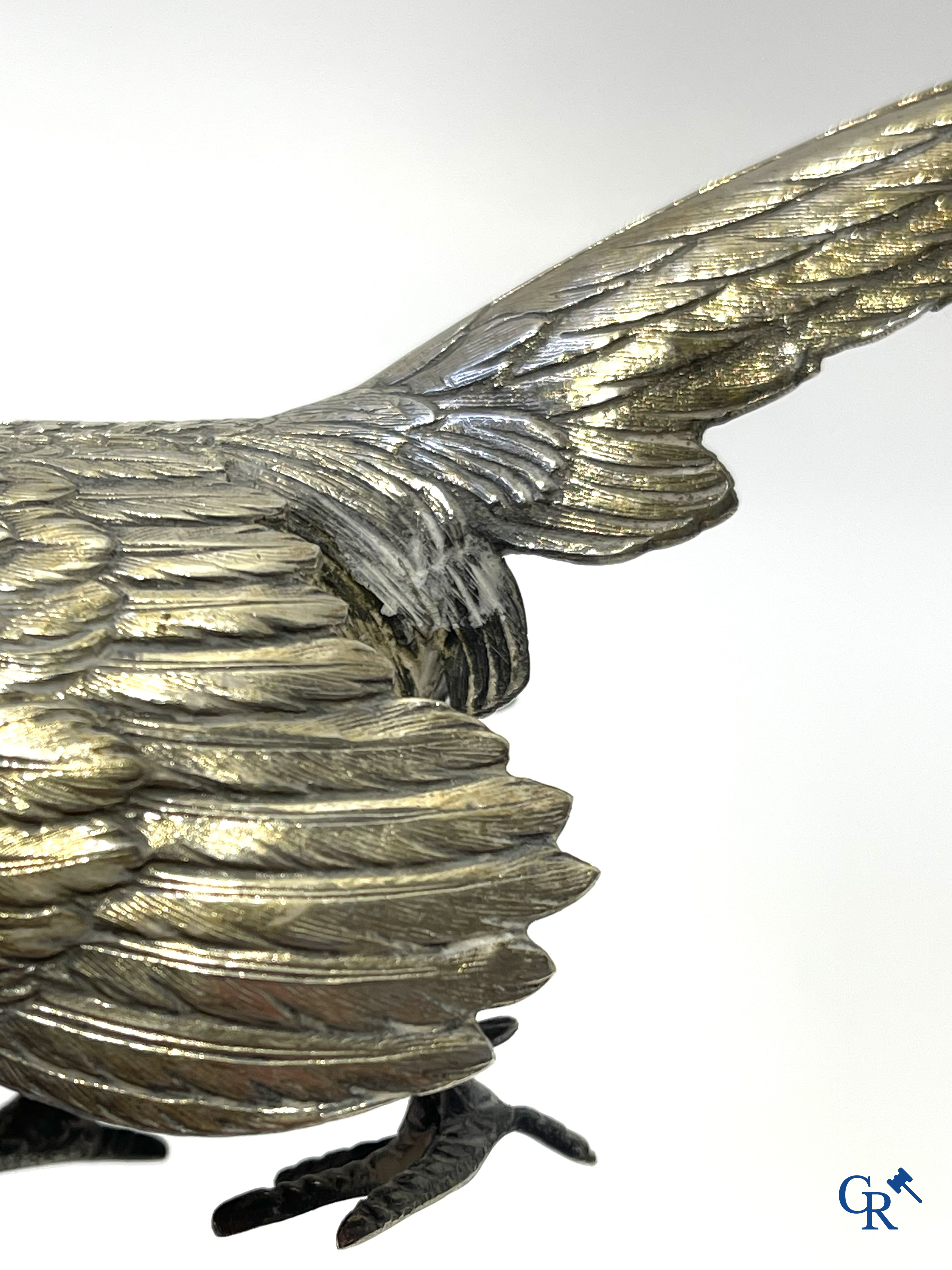 Zilver. Paar fazanten in zilver 835°/00.