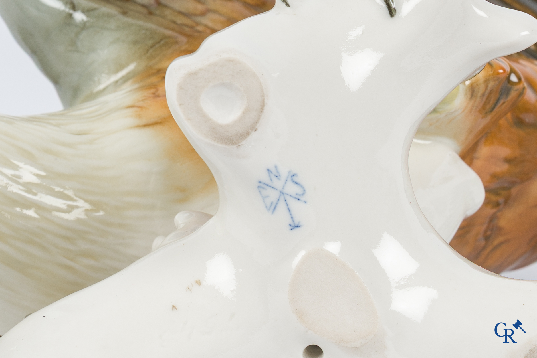 Karl Ens Volkstedt. 3 Grote groepen in fijn Duits porselein. Gemerkt.