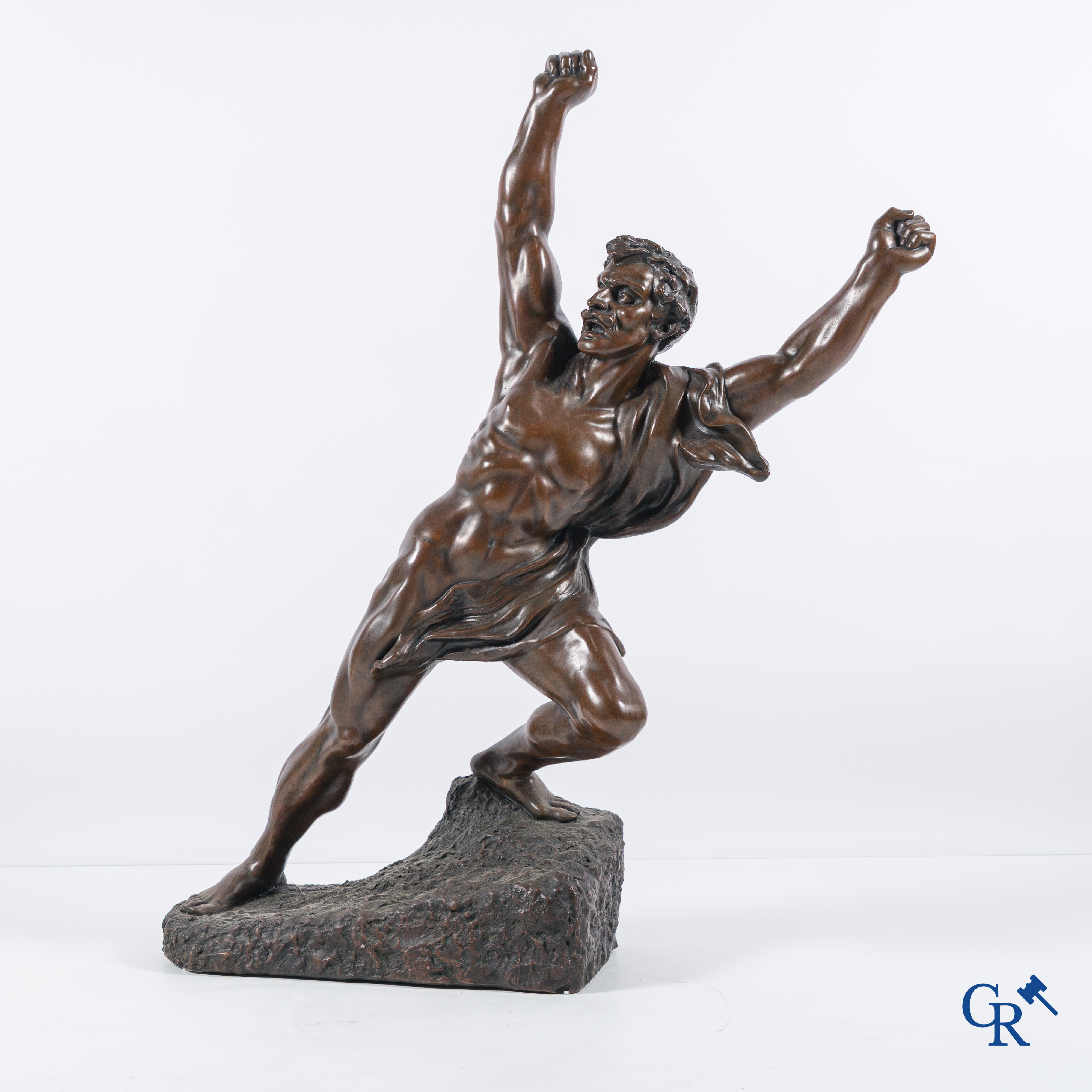 Jef Lambeaux (1852-1908), "Le vainqueur". Groot beeld in galvano, Circa 1900.