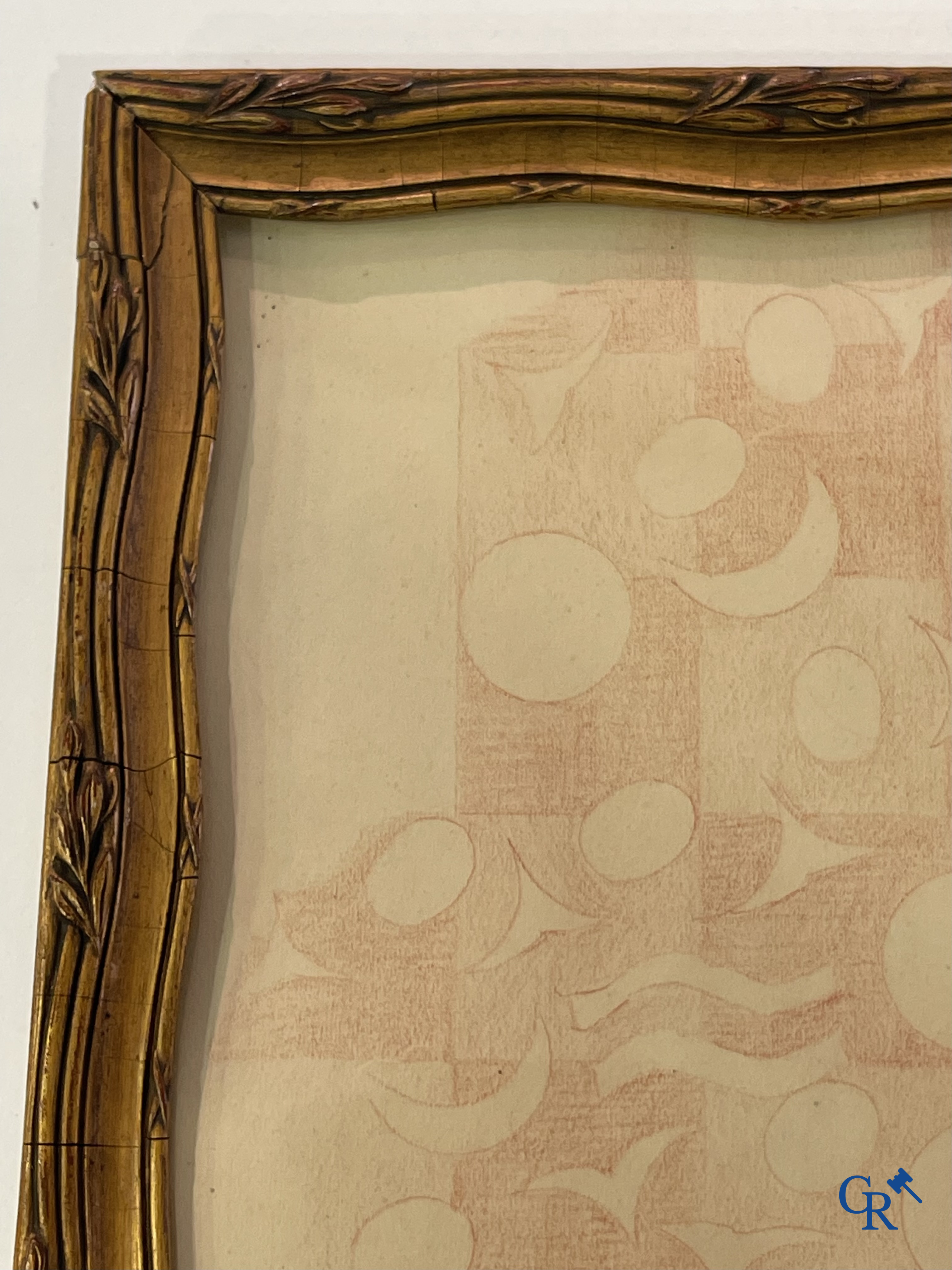 Théo Van Rysselberghe (1862-1926) Portret van een dame met honden. Rood krijt op papier. Gedateerd 1915.