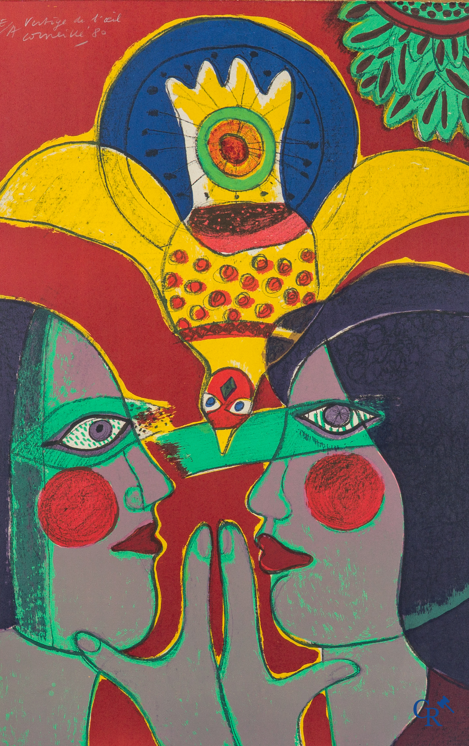 Corneille (1922-2010) 2 x Kleurenlithografie. Vertige de l'oeil, E/A Corneille '80 en Les yeux noirs '73.