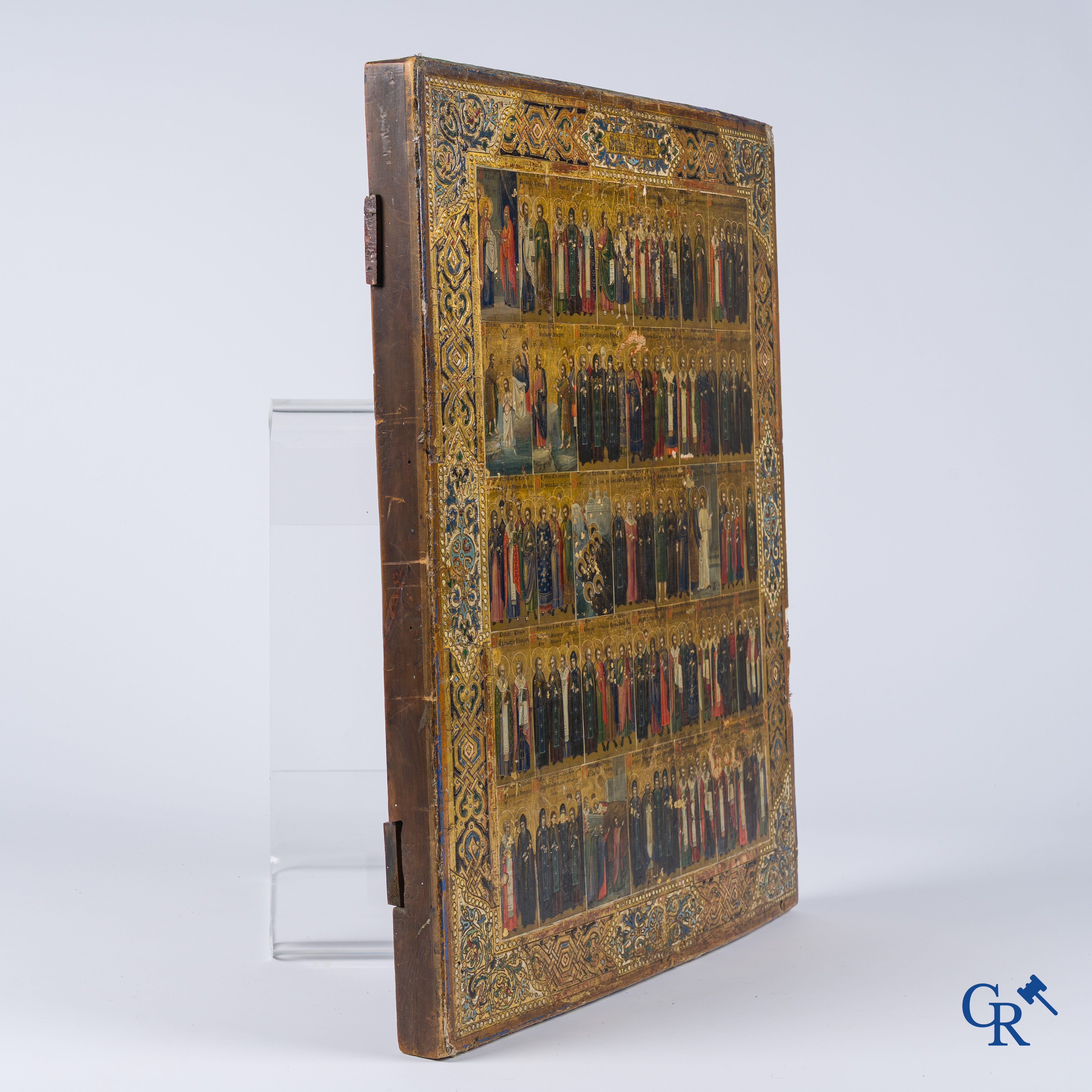 Icoon, Grote Russische jaarkalender icoon, Tempera op vergulde achtergrond. 19de eeuw.