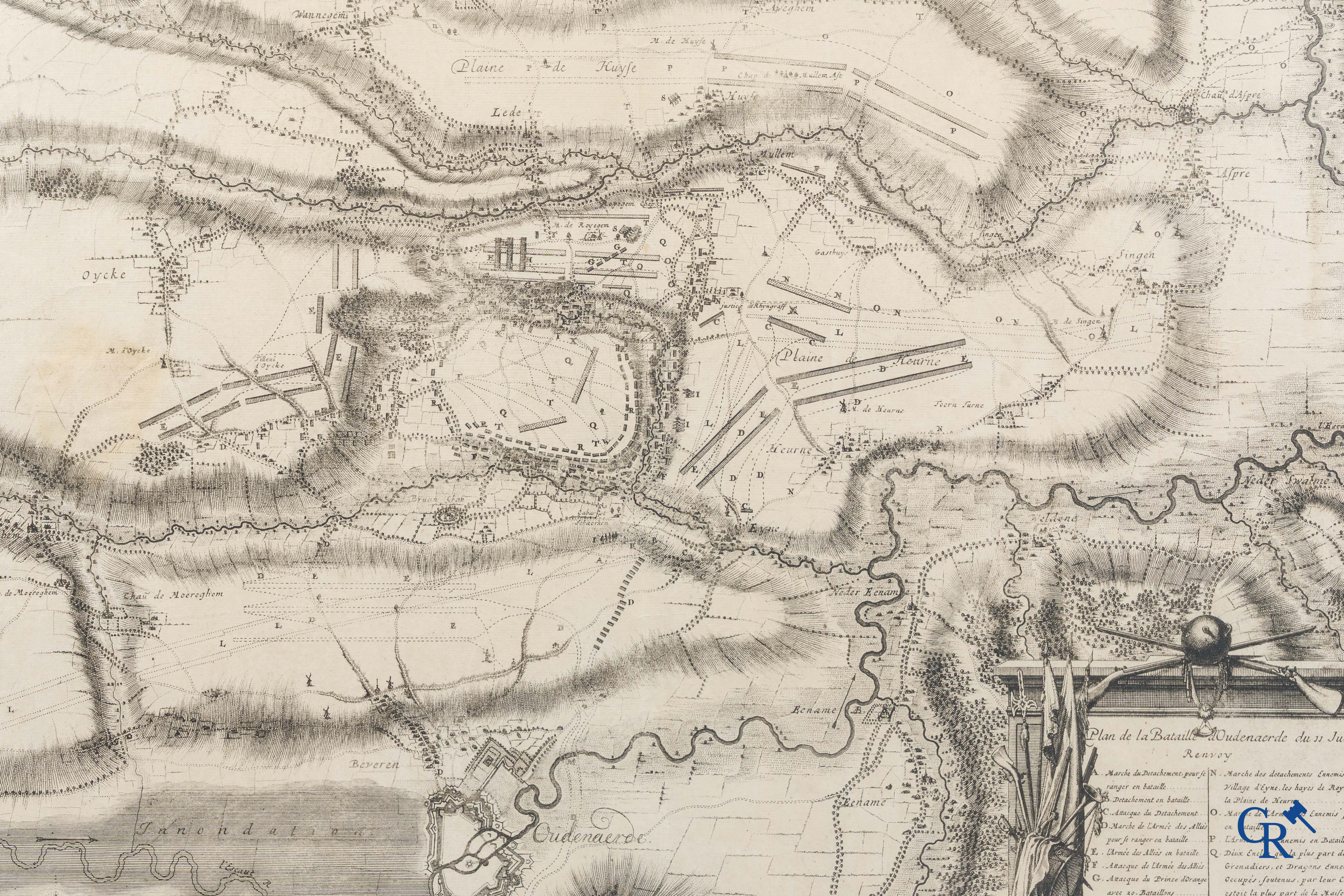 Oudenaarde, 7 antieke kaarten, waaronder strijdplannen, stads- en omwallingsplannen enz. 17e-18e eeuw.