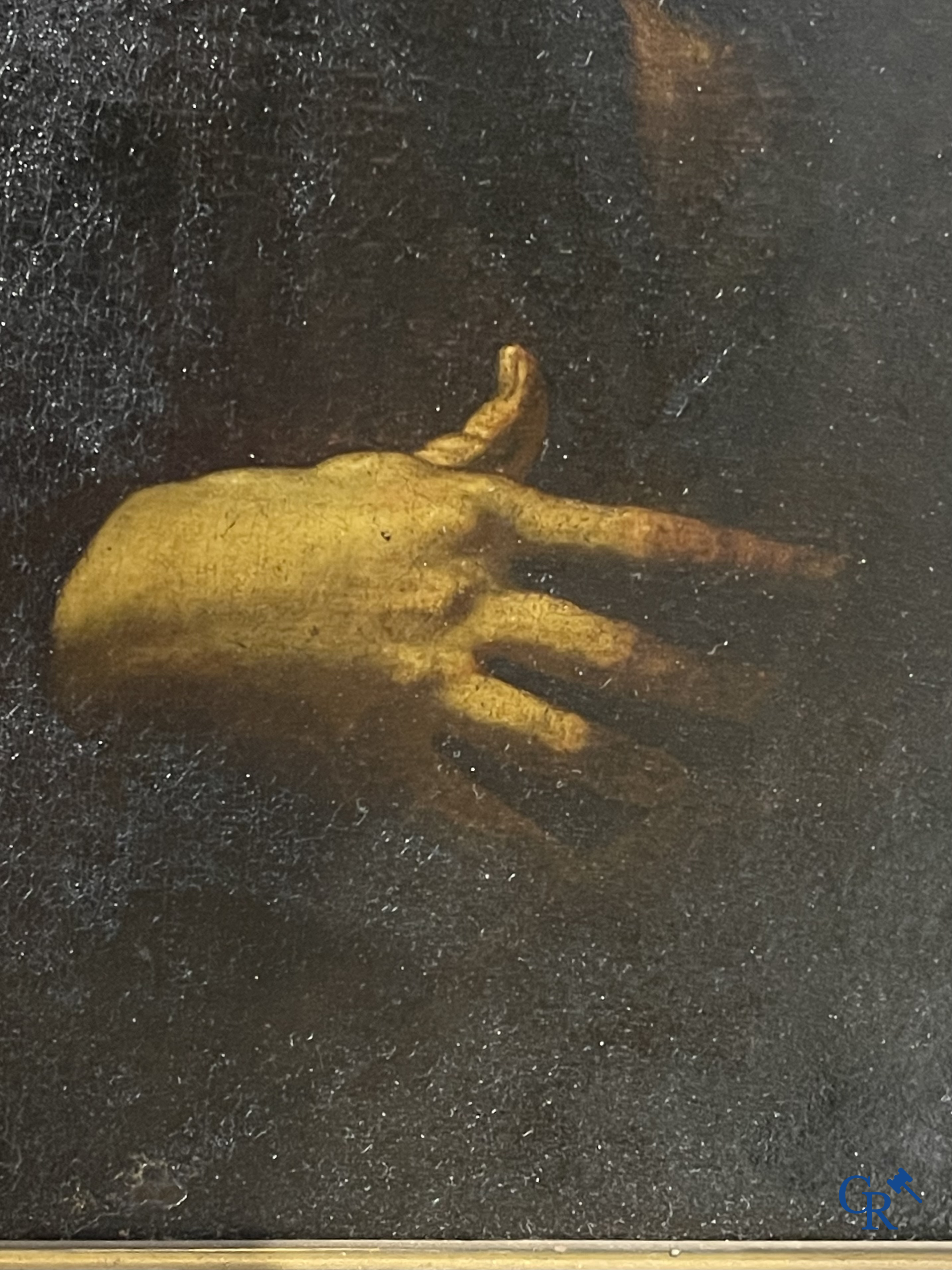 Religieus Schilderij. Italiaanse school, 17e eeuw. Franciscus van Assisi. Olie op doek. Oude herdoeking.