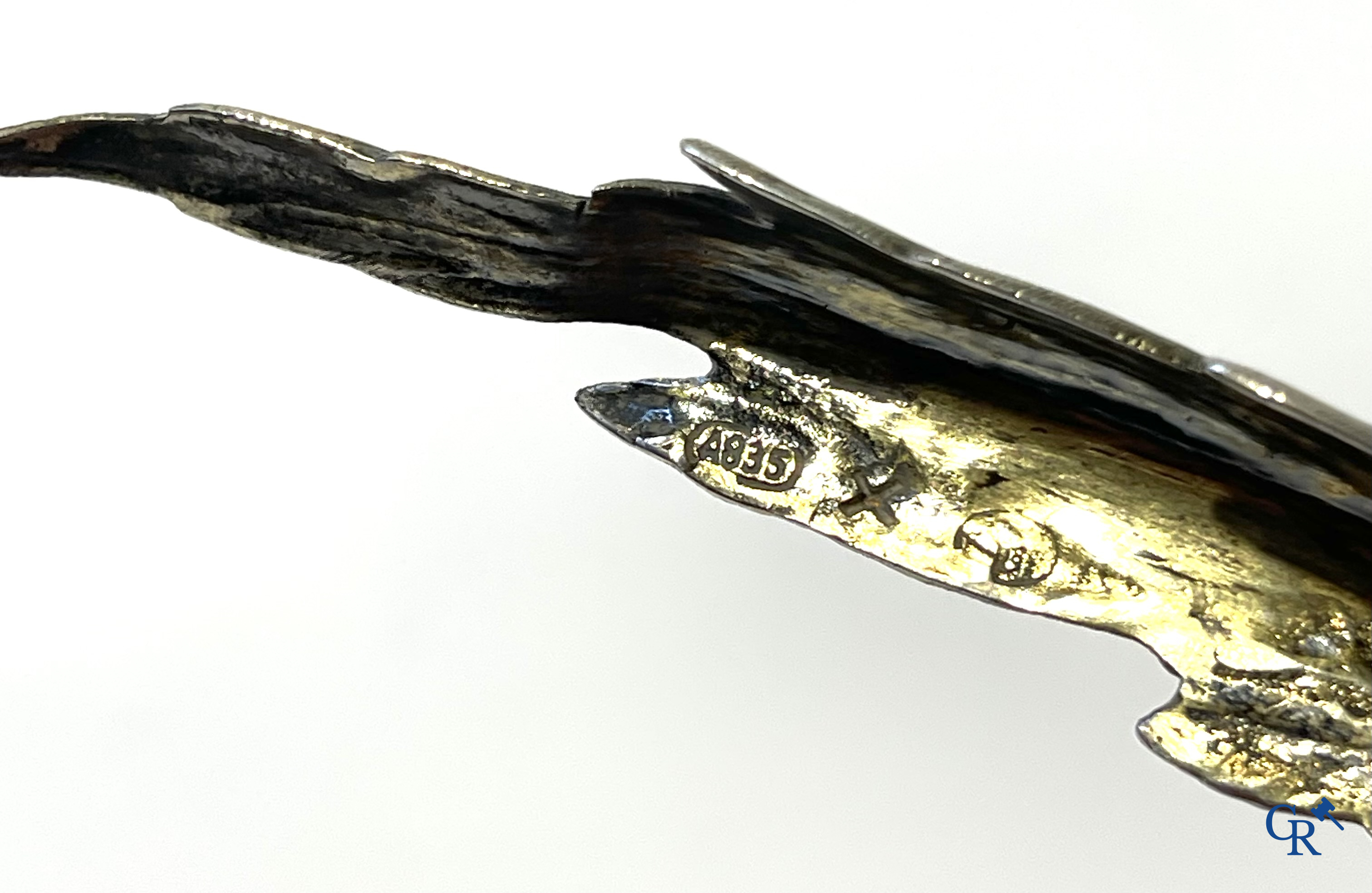 Zilver. Paar fazanten in zilver 835°/00.