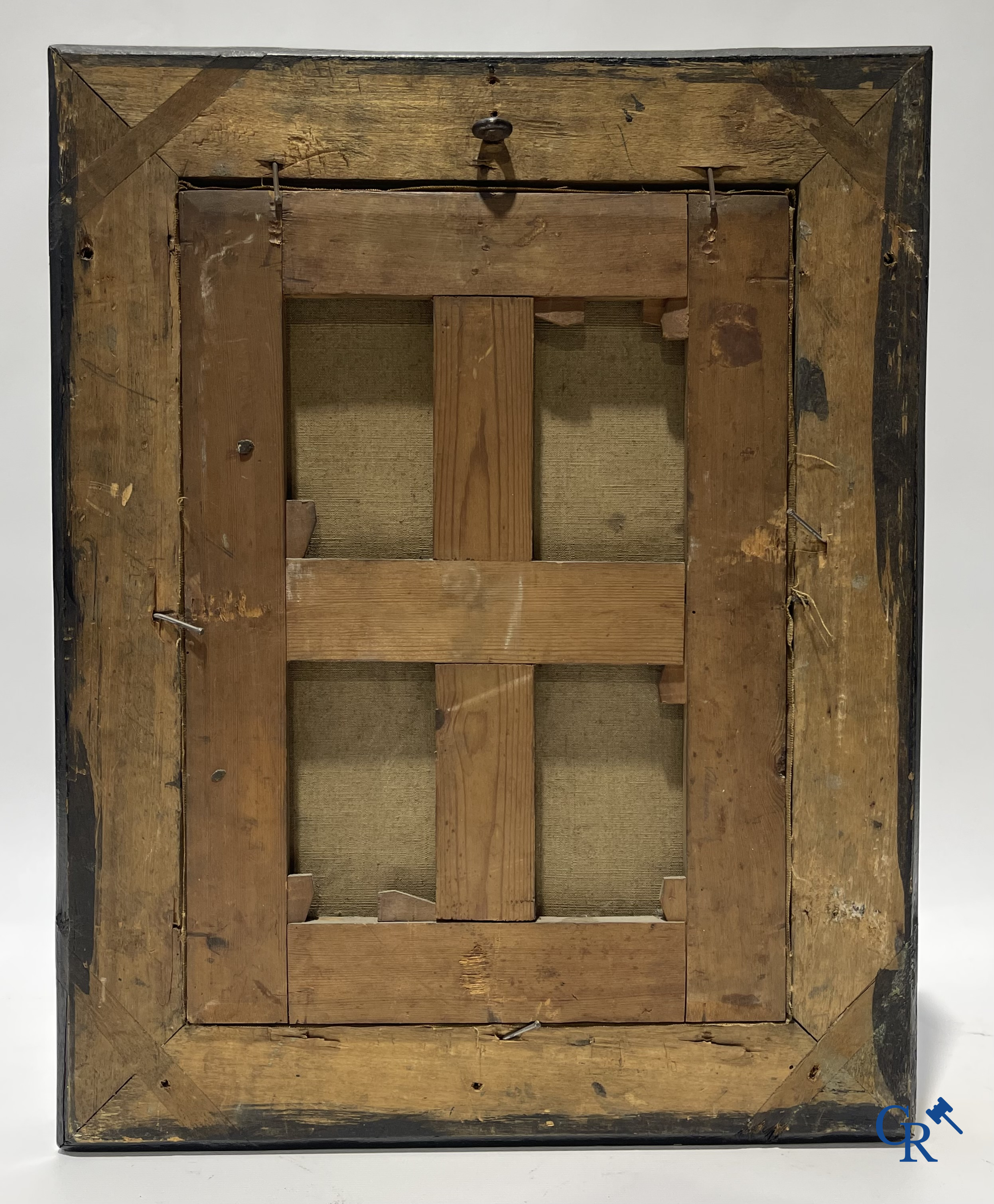 Religieus Schilderij. Italiaanse school, 17e eeuw. Franciscus van Assisi. Olie op doek. Oude herdoeking.