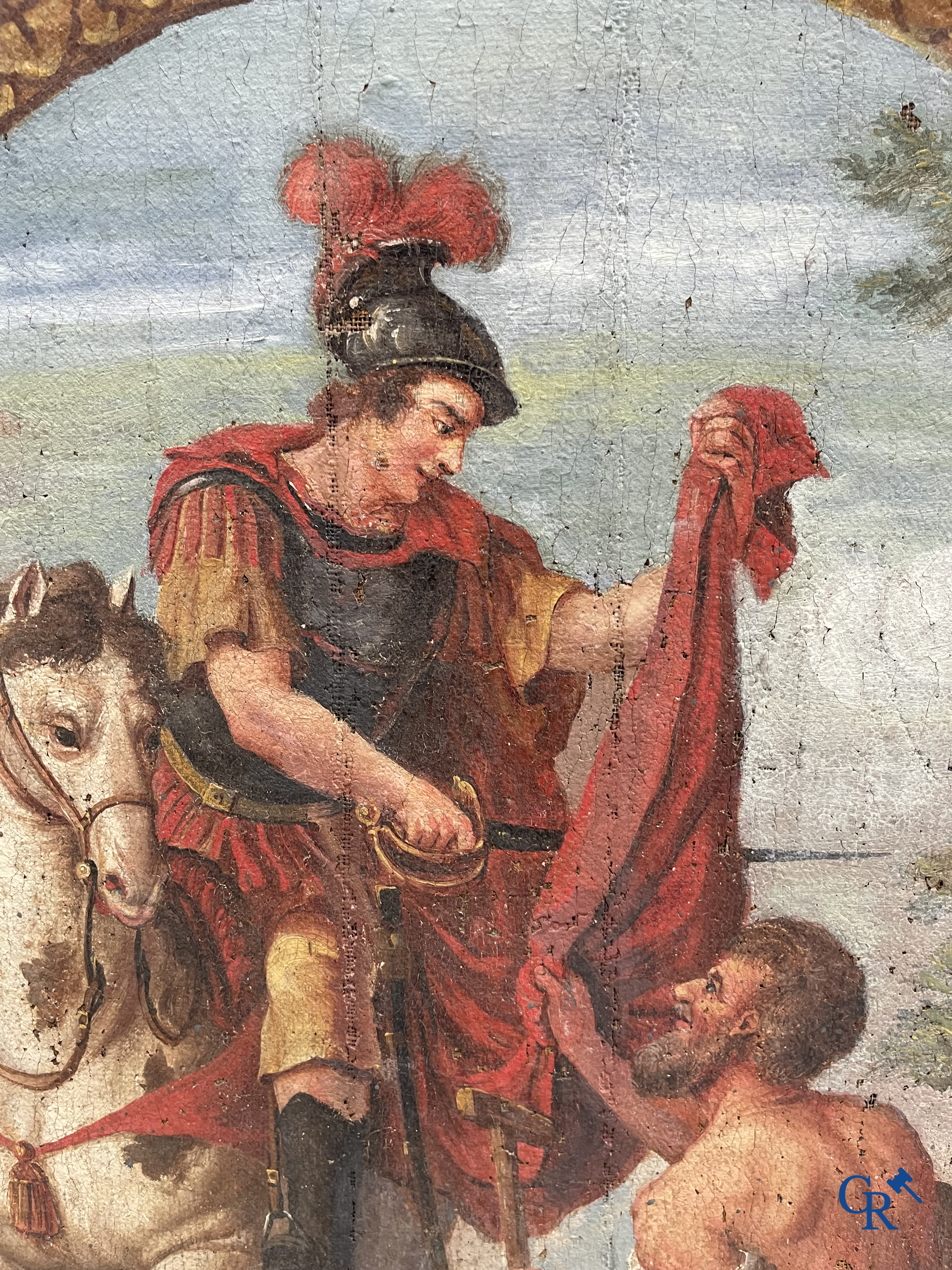 De Heilige Sint Maarten van Tours. Imposant schilderij, olie op doek. Eind 18e eeuw.