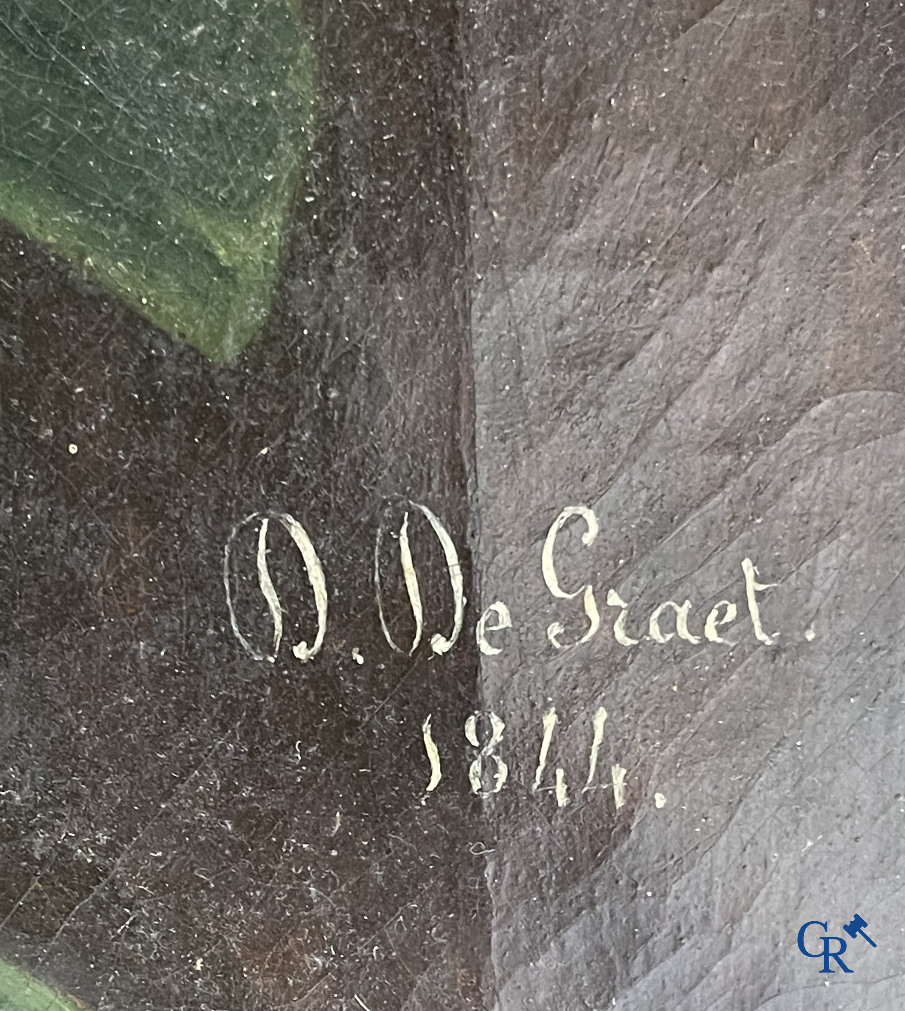 D. De Graet, 1844. Witte lelies. Schilderij, olie op doek. Gesigneerd en gedateerd rechtsonder.
