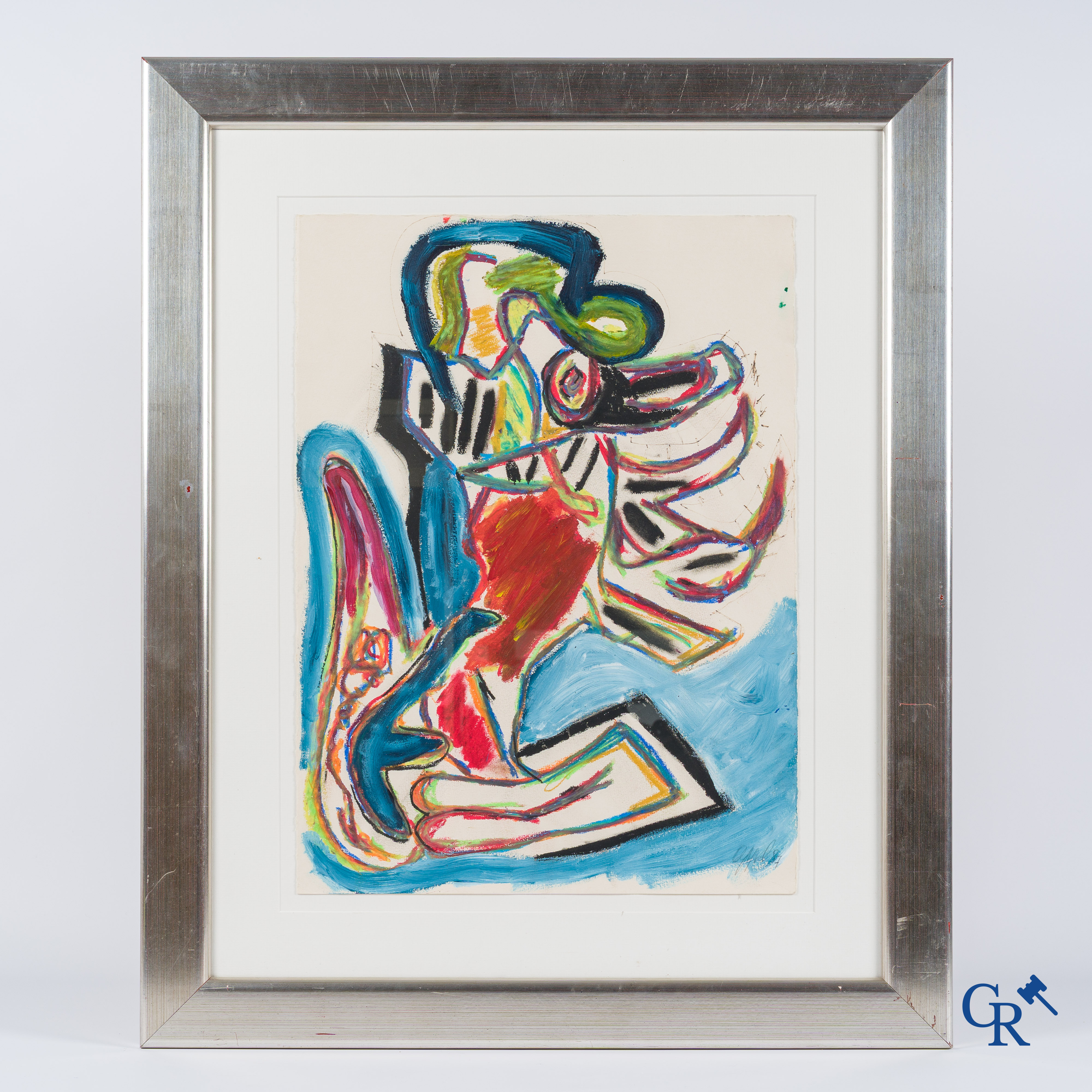 Karel Appel. (1921-2006) (*) Ongetiteld. Olie en inkt op papier. Gesigneerd en gedateerd Appel '87.