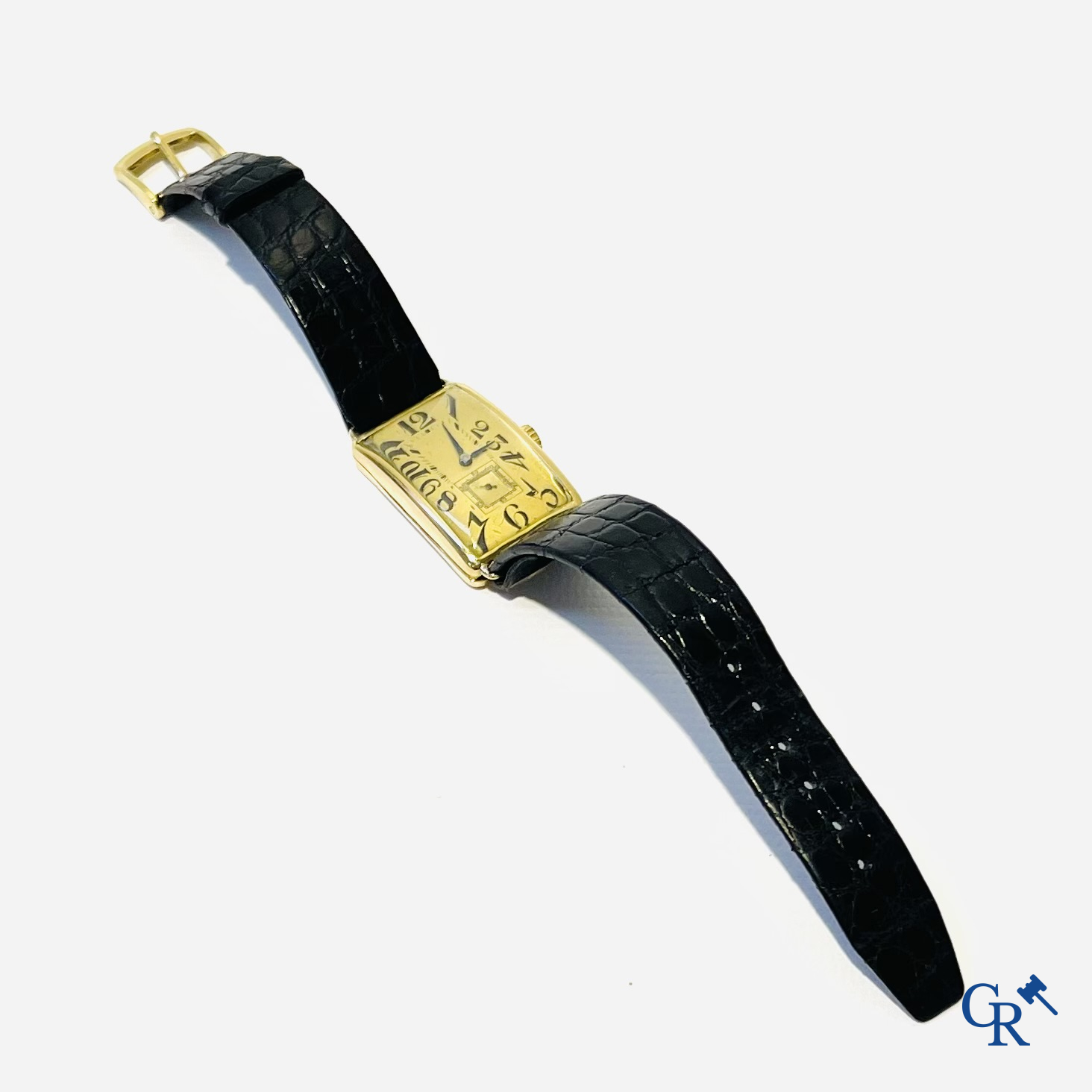 Heren polshorloge in geelgoud 750°/00. Genummerd 733459.