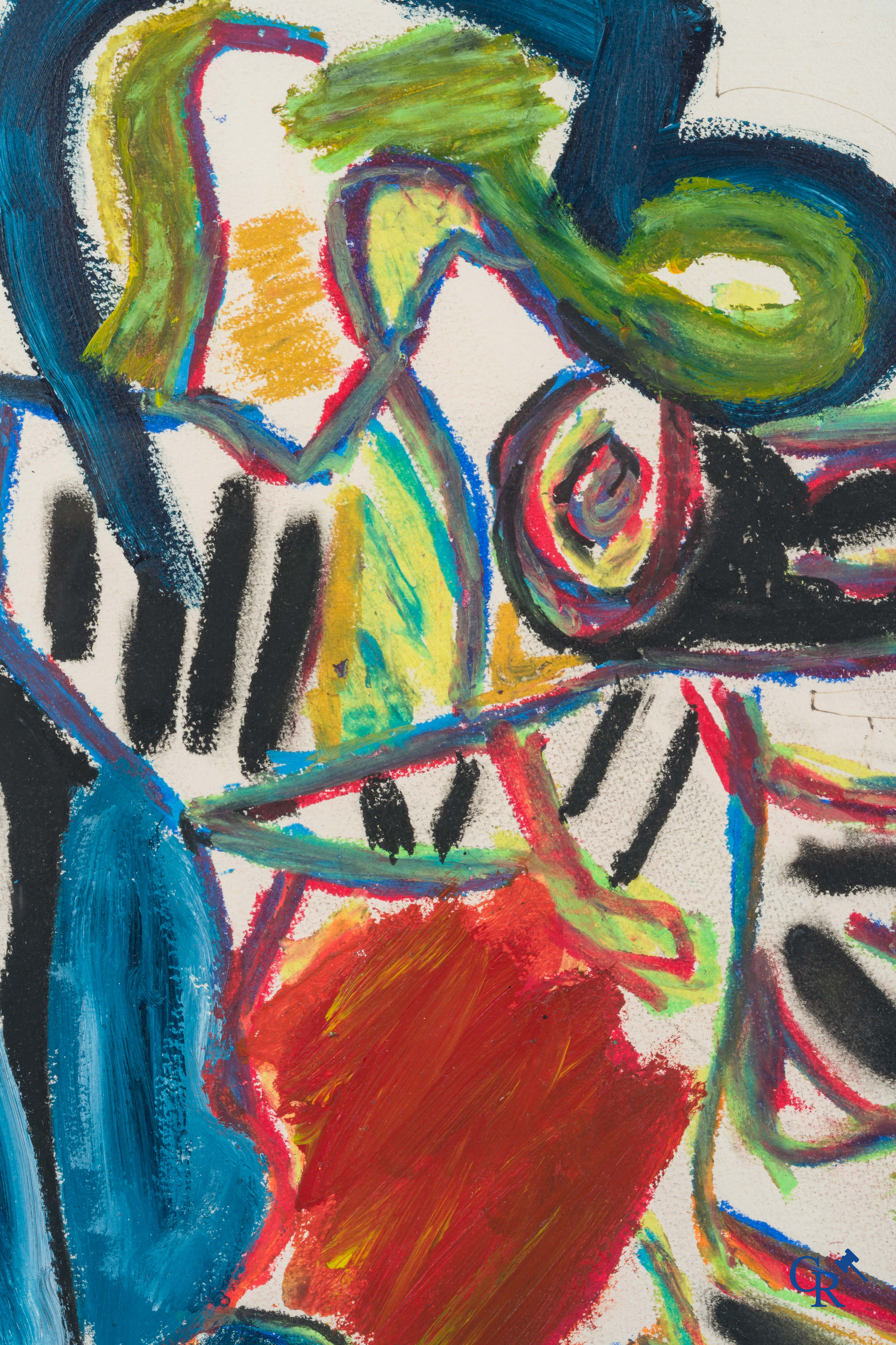 Karel Appel. (1921-2006) (*) Ongetiteld. Olie en inkt op papier. Gesigneerd en gedateerd Appel '87.