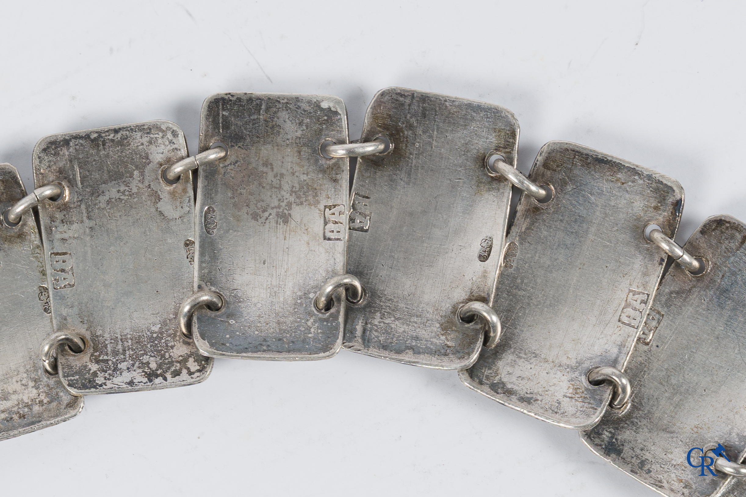 Russisch zilver. Ceremoniële riem in niello zilver, 84 kokochnik Moscou. Meestermerk Vasily Ivanovich Andreev.