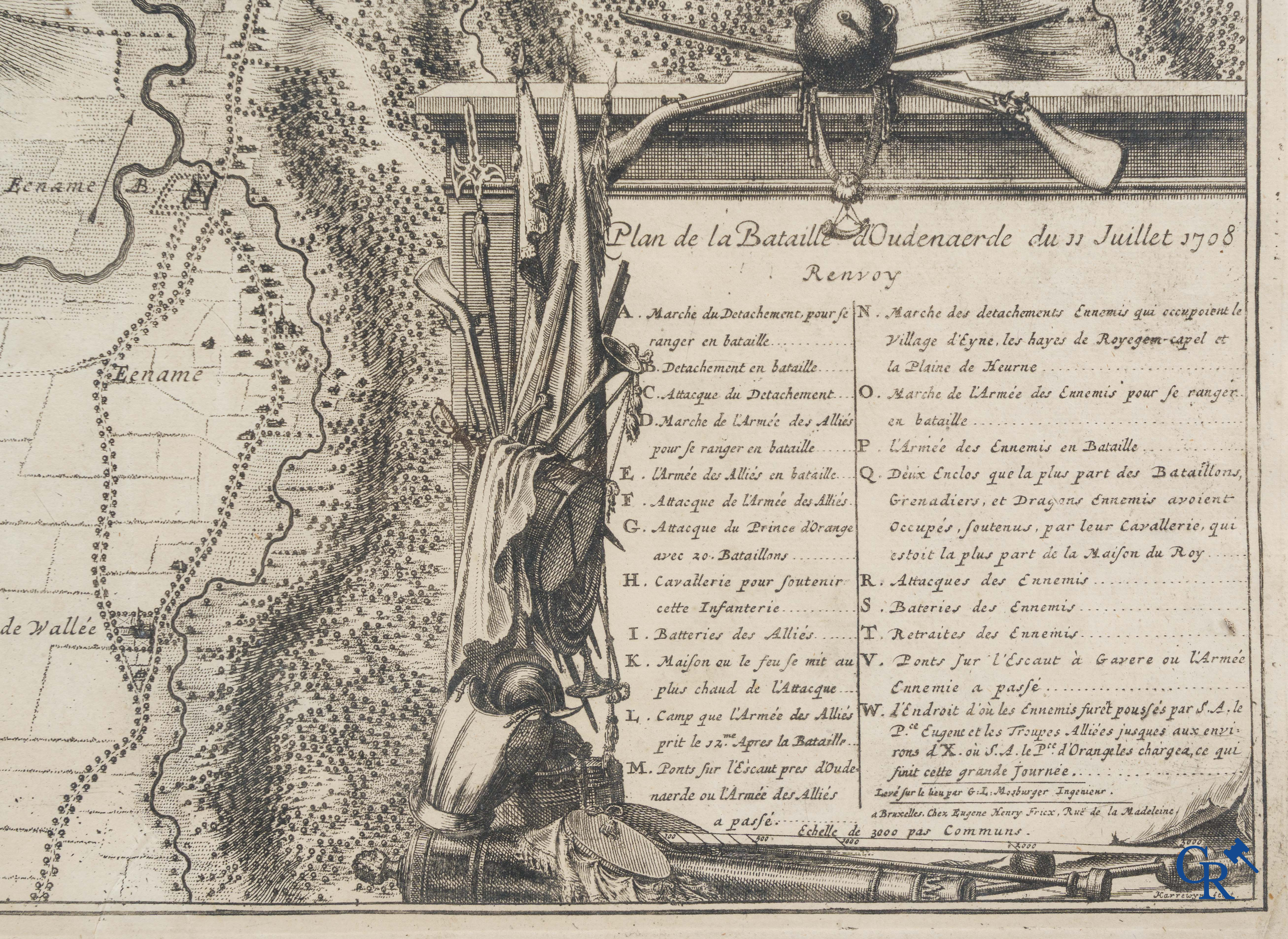Oudenaarde, 7 antieke kaarten, waaronder strijdplannen, stads- en omwallingsplannen enz. 17e-18e eeuw.