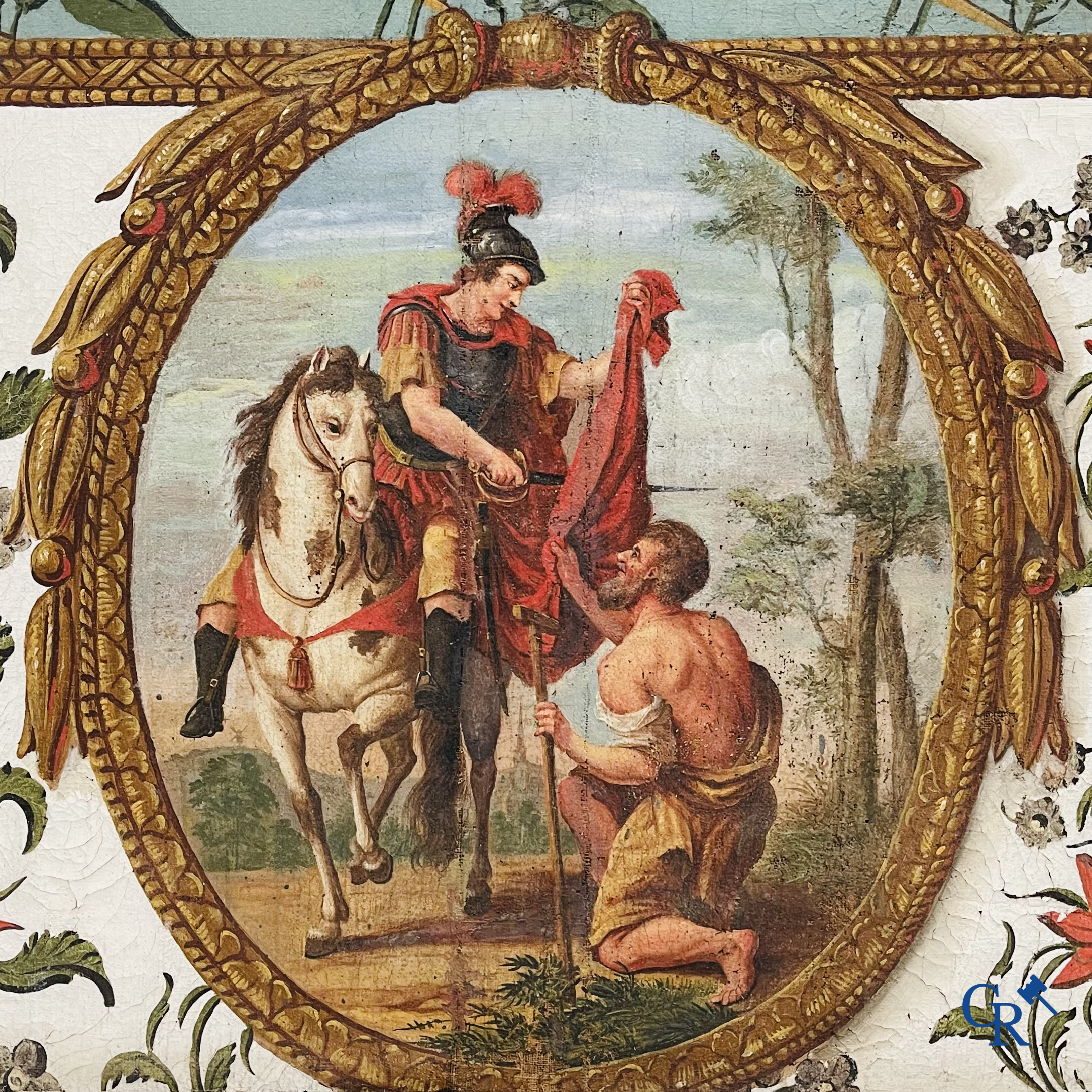 De Heilige Sint Maarten van Tours. Imposant schilderij, olie op doek. Eind 18e eeuw.