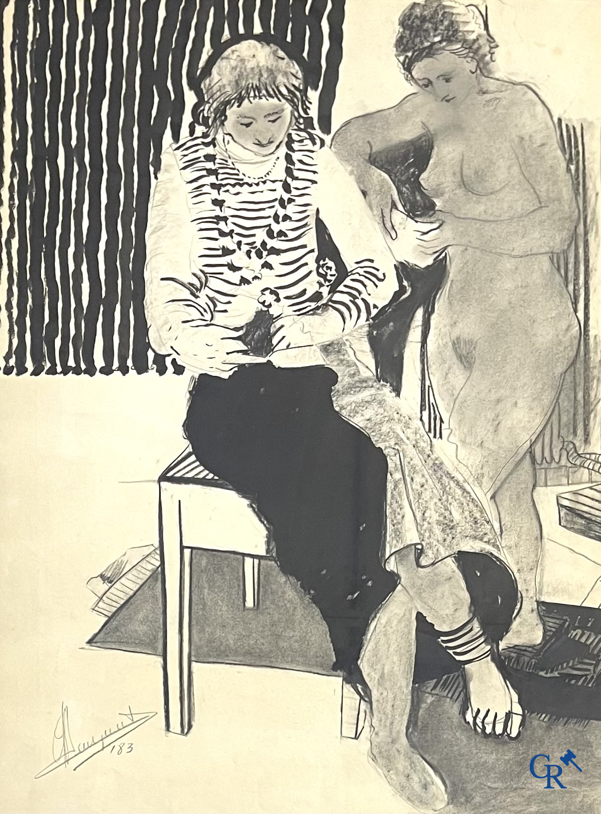 Een kavel van 4 lithografieën. Félix Labisse, Jean Bilquin, Picasso, en onleesbaar.