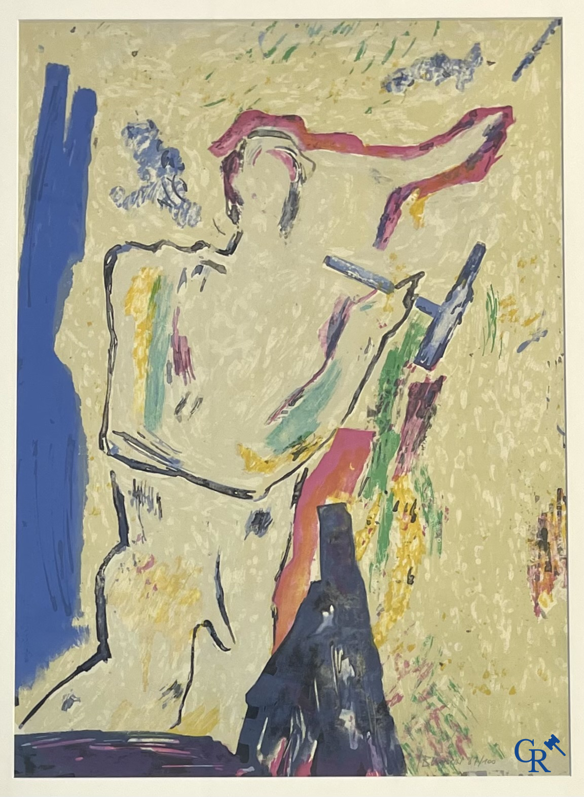 Een kavel van 4 lithografieën. Félix Labisse, Jean Bilquin, Picasso, en onleesbaar.