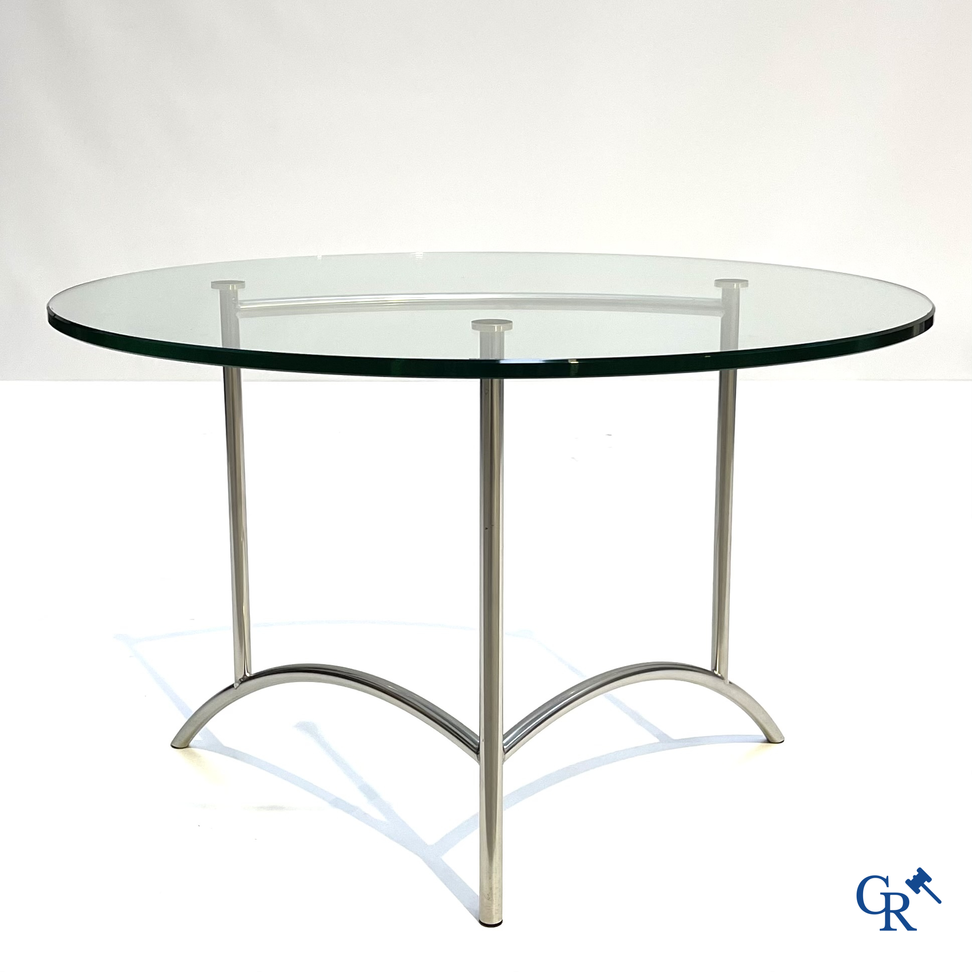 Rolf Benz. Design salontafel in glas en metaal.