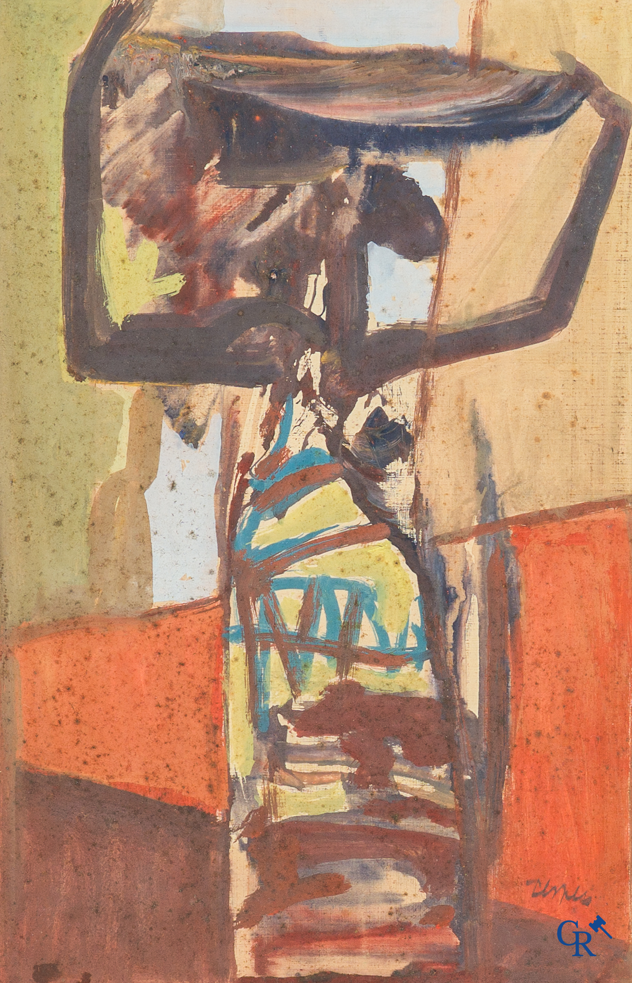 Floris Jespers (1889-1965) Congolese vrouw. Gemengde techniek op papier. Gesigneerd rechtsonder.