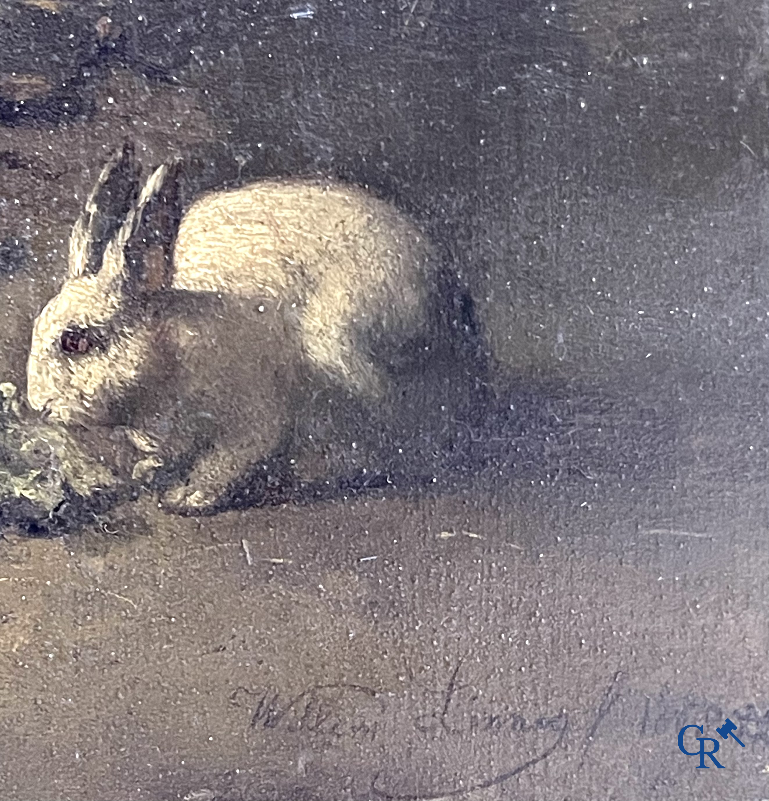 Willem I Linnig (1819-1885) Schilderij, olie op paneel "Het jonge gezin" Gesigneerd en gedateerd 1855.