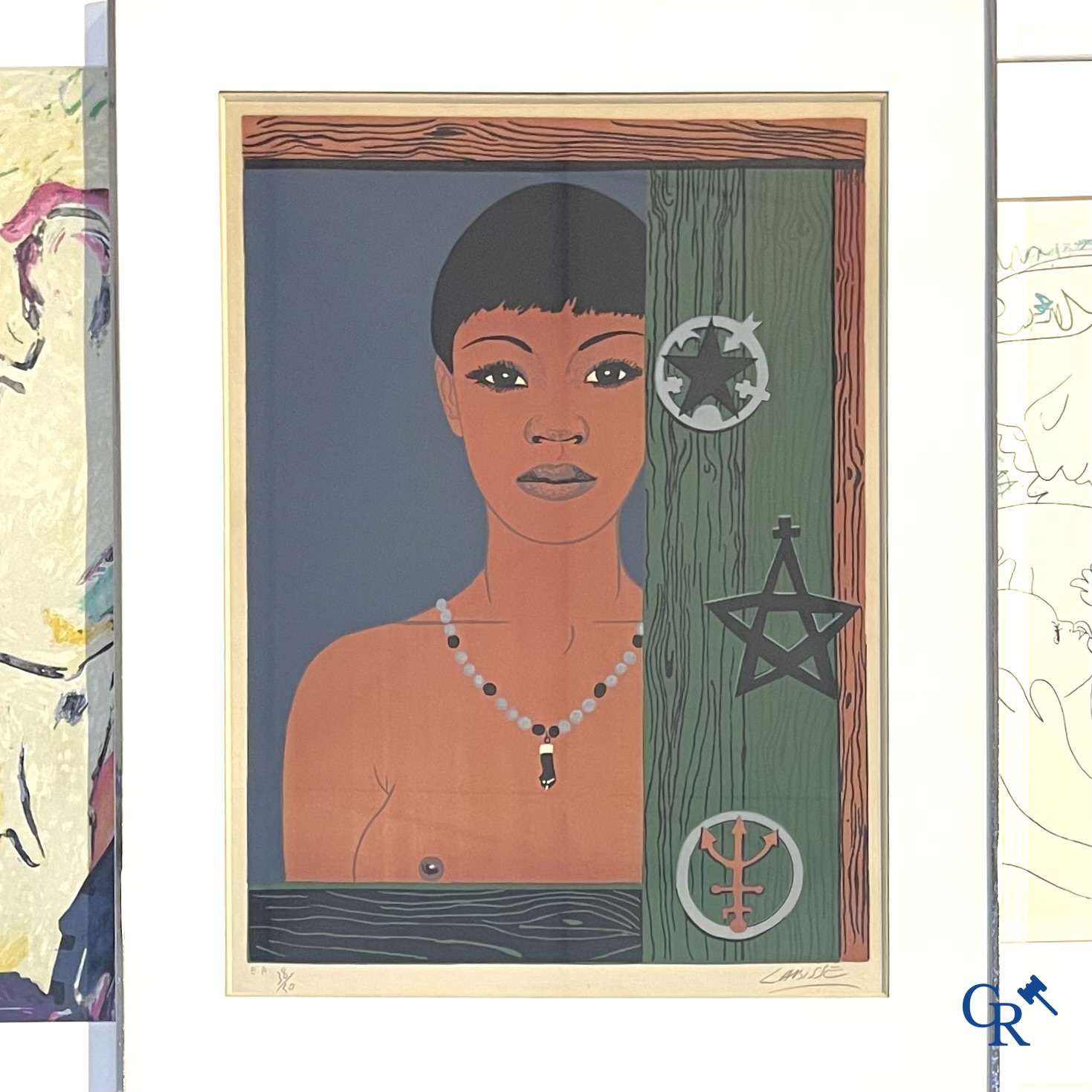 Een kavel van 4 lithografieën. Félix Labisse, Jean Bilquin, Picasso, en onleesbaar.