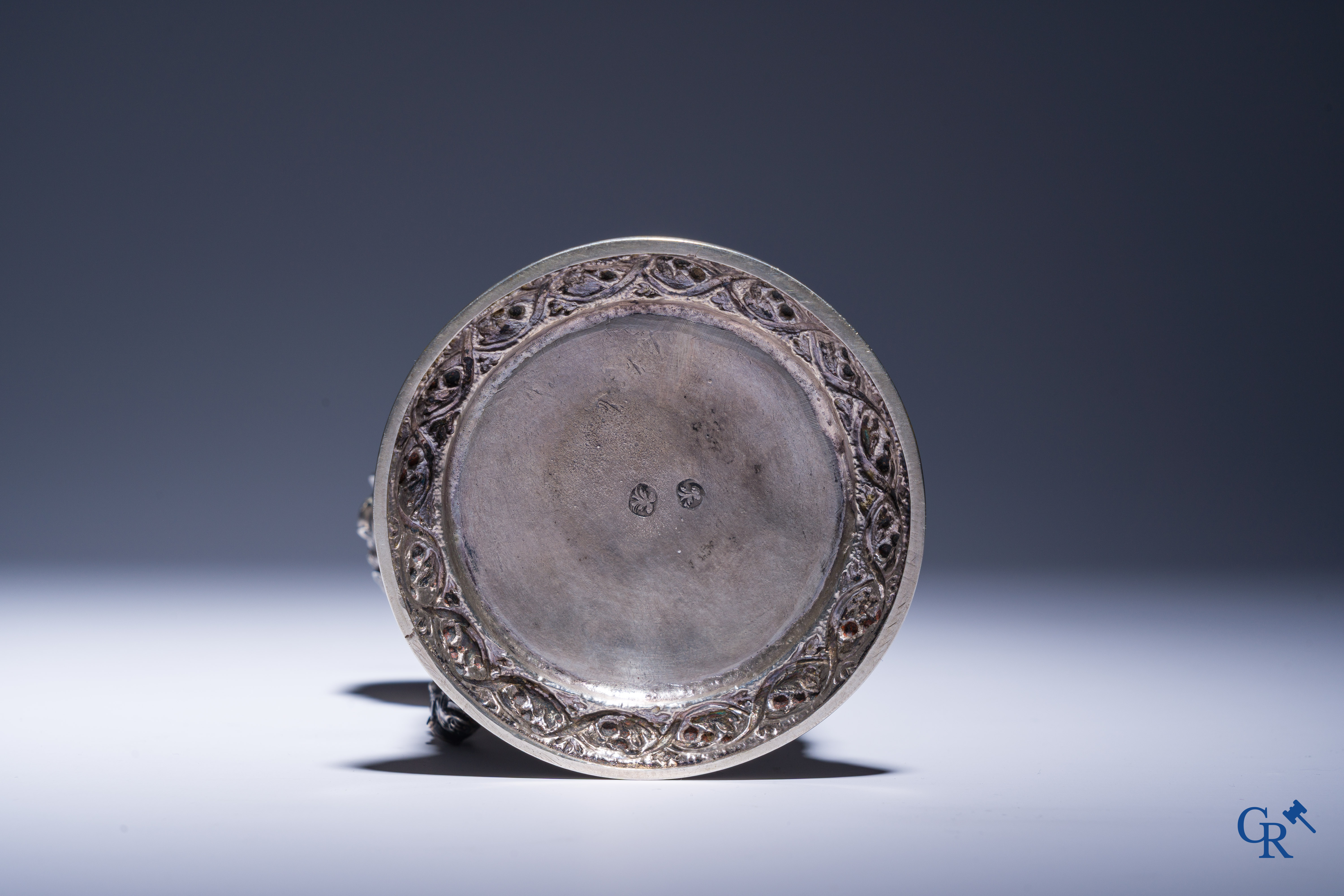 Zilver, Tankard. Profiel van Karel V "Karoli qvinti effigies" en een afbeelding van de Zuilen van Hercules.