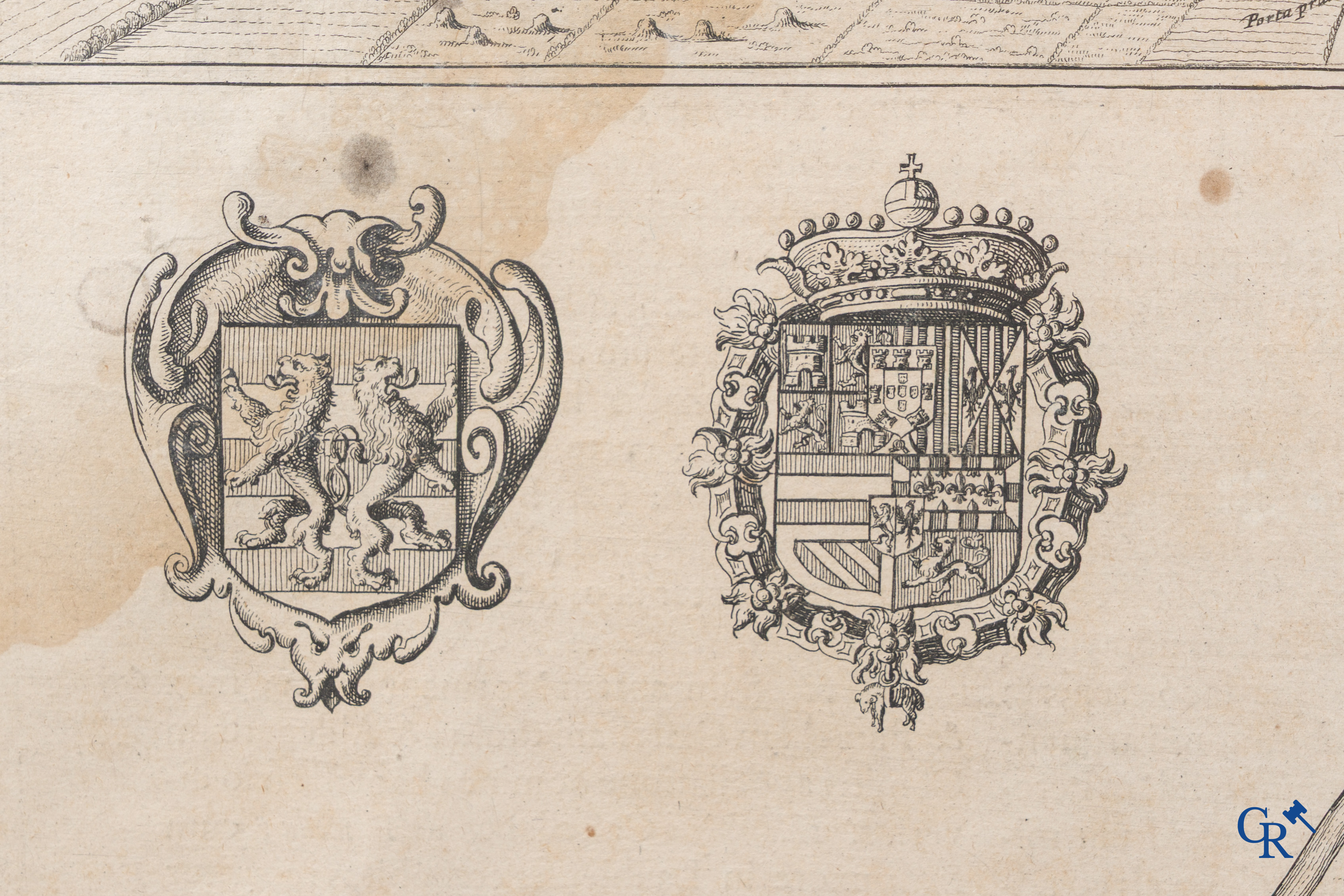 Oudenaarde, 7 antieke kaarten, waaronder strijdplannen, stads- en omwallingsplannen enz. 17e-18e eeuw.