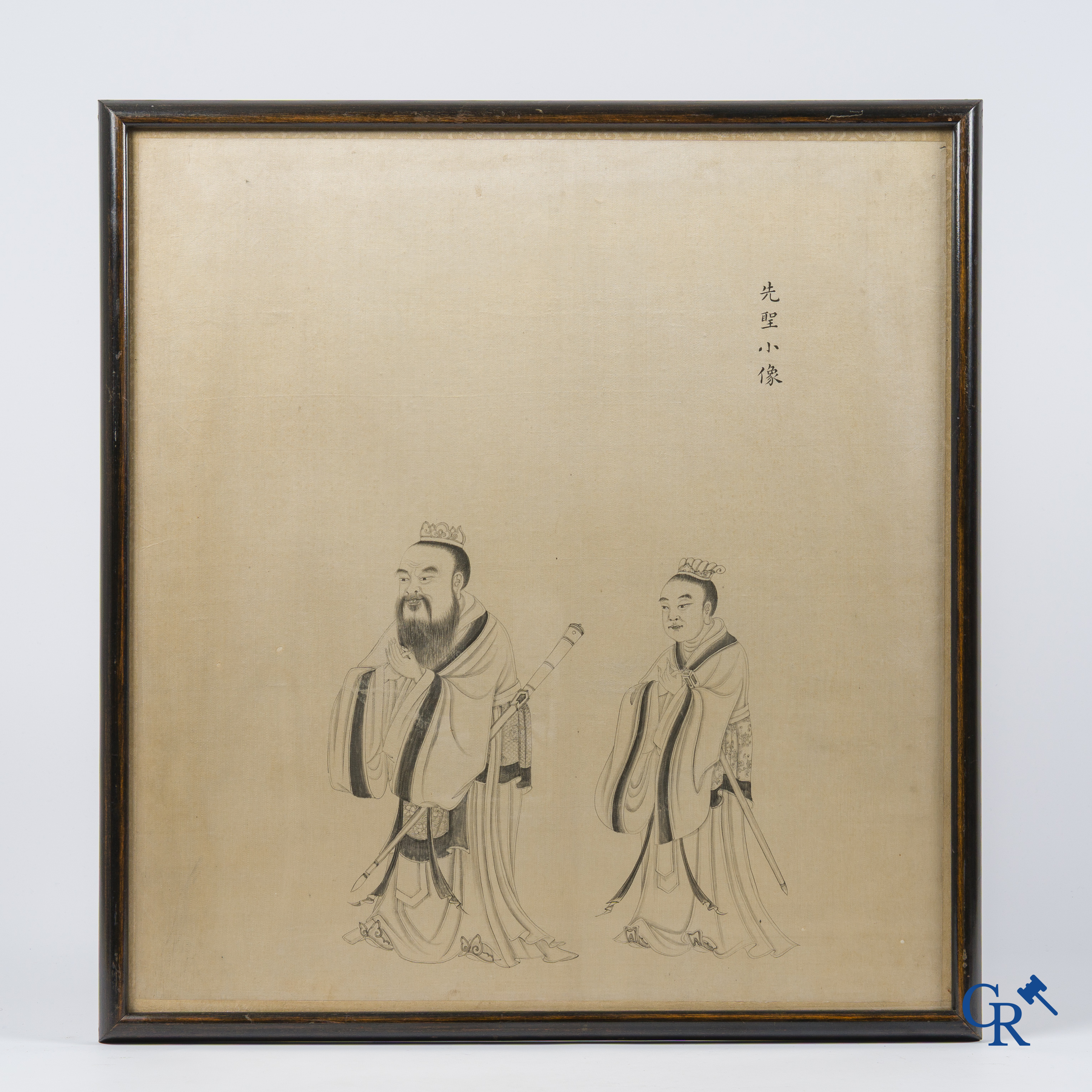 Aziatica, China. Reeks van 3 pentekeningen op zijde.