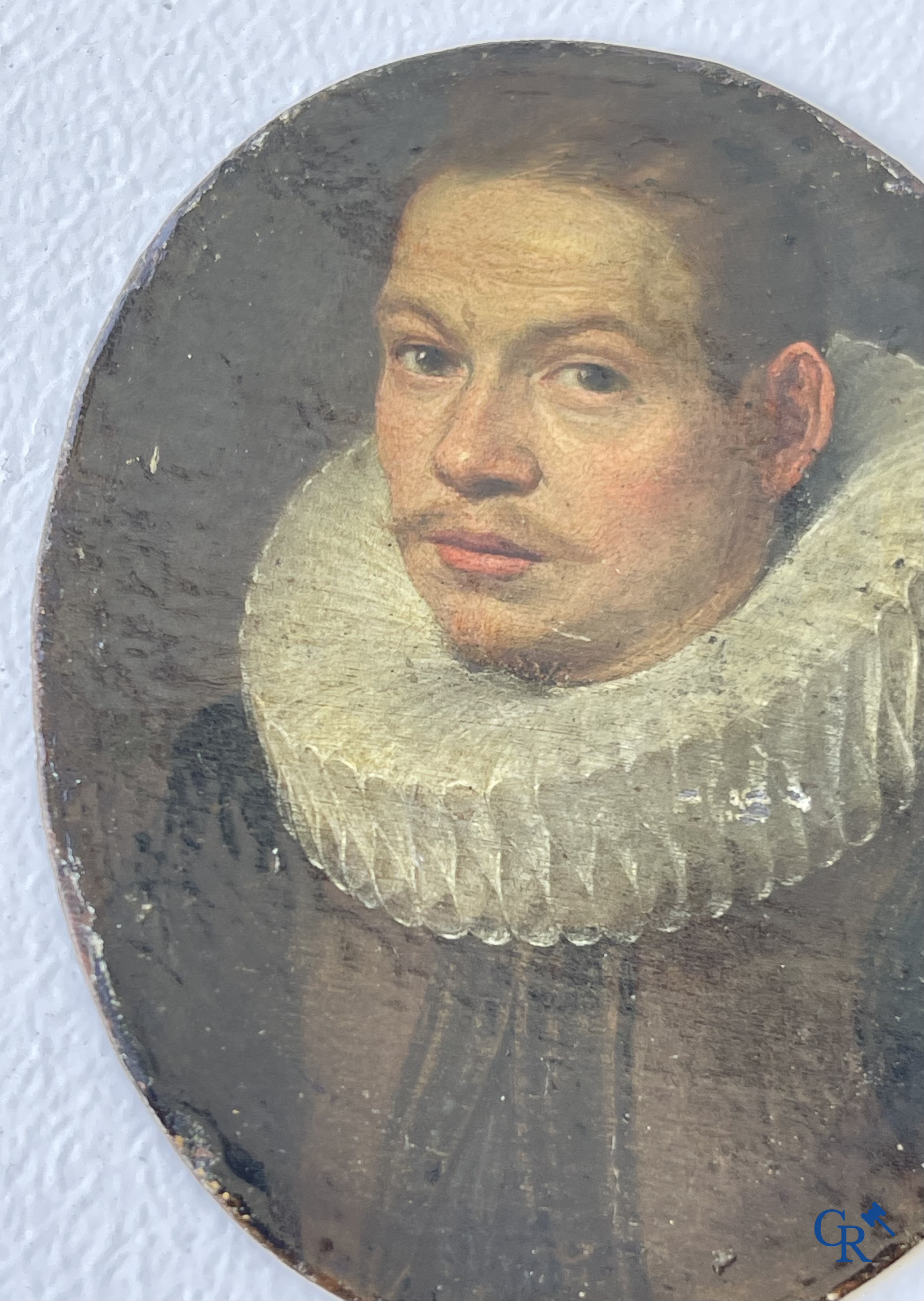 Miniatuurportret van een edelman. Olie op koper. 17e eeuw.