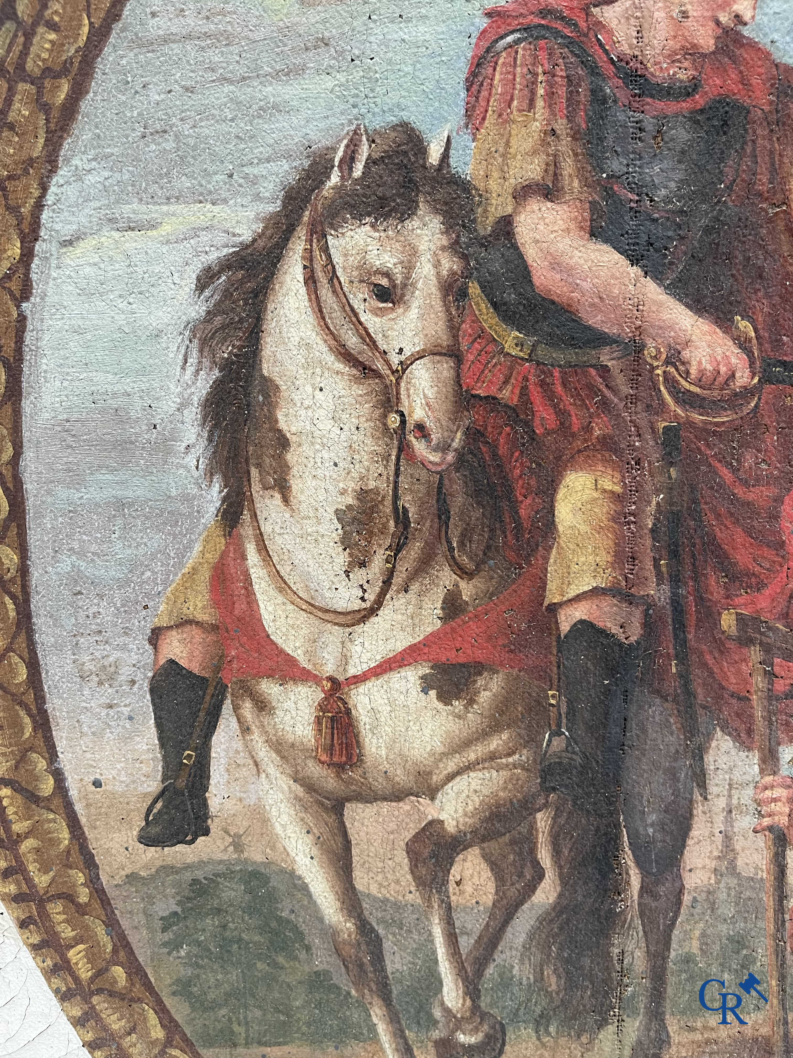 De Heilige Sint Maarten van Tours. Imposant schilderij, olie op doek. Eind 18e eeuw.
