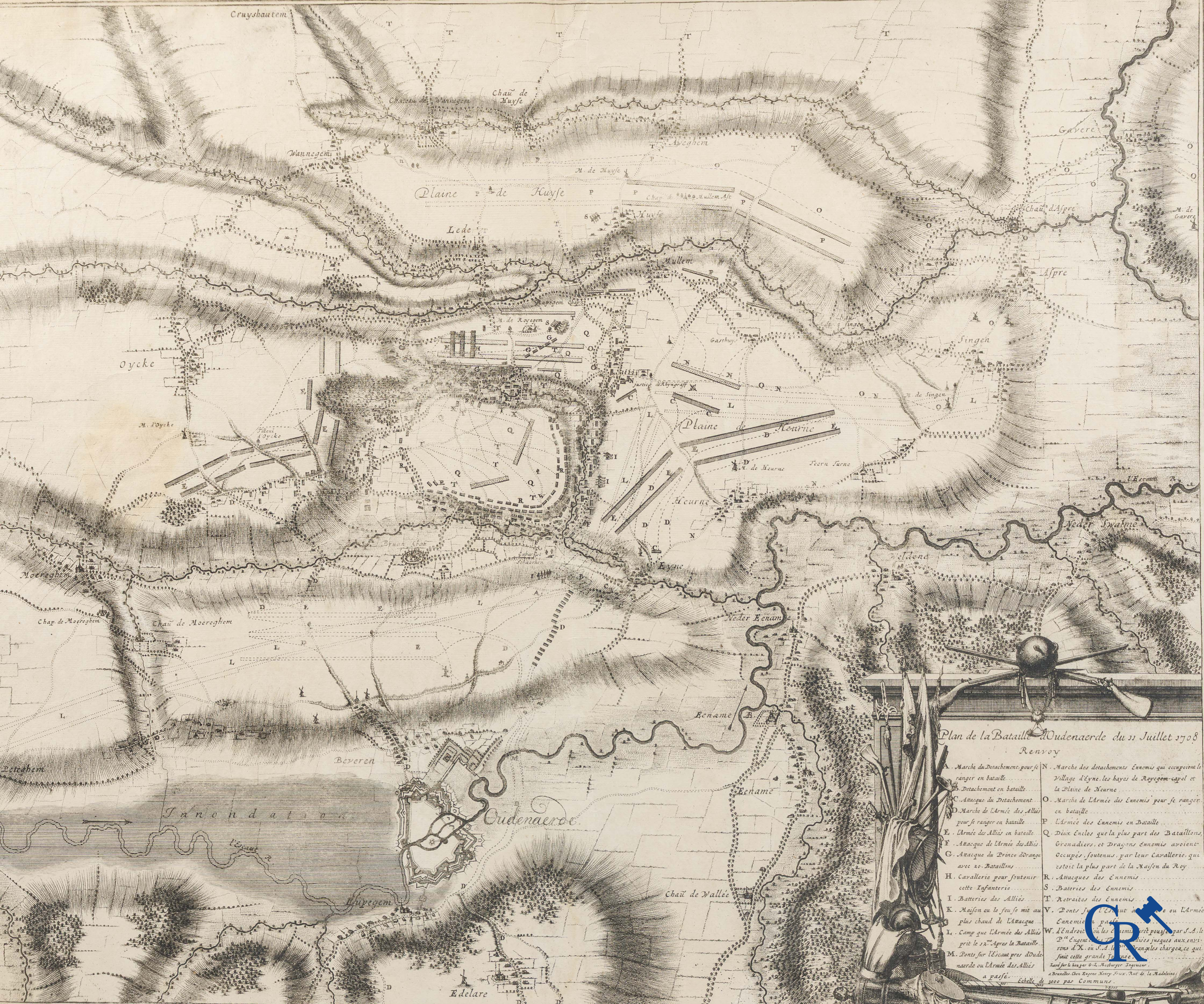 Oudenaarde, 7 antieke kaarten, waaronder strijdplannen, stads- en omwallingsplannen enz. 17e-18e eeuw.