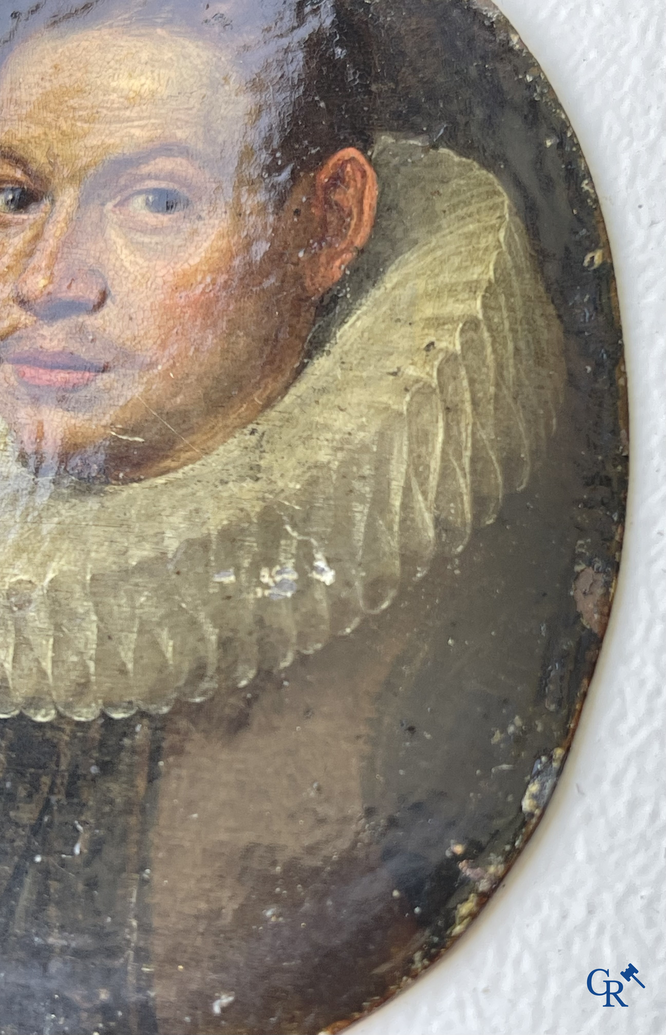 Miniatuurportret van een edelman. Olie op koper. 17e eeuw.