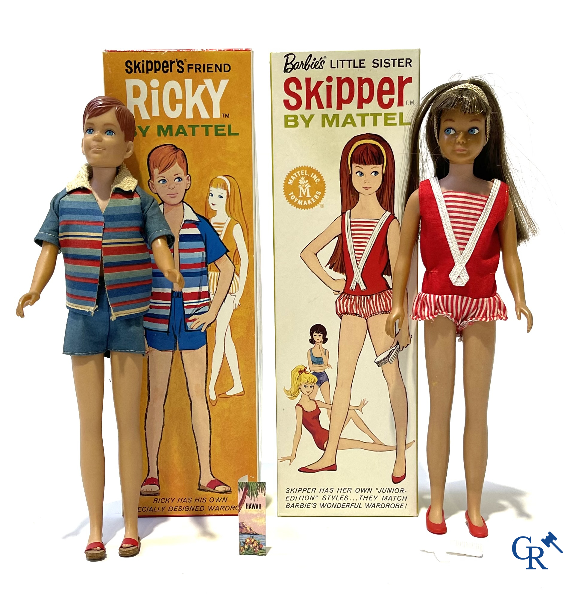 Oud Speelgoed. Mattel, een groot lot poppen en attributen. Barbie, Ricky, Skipper, Ken enz. Jaren '60 en later.