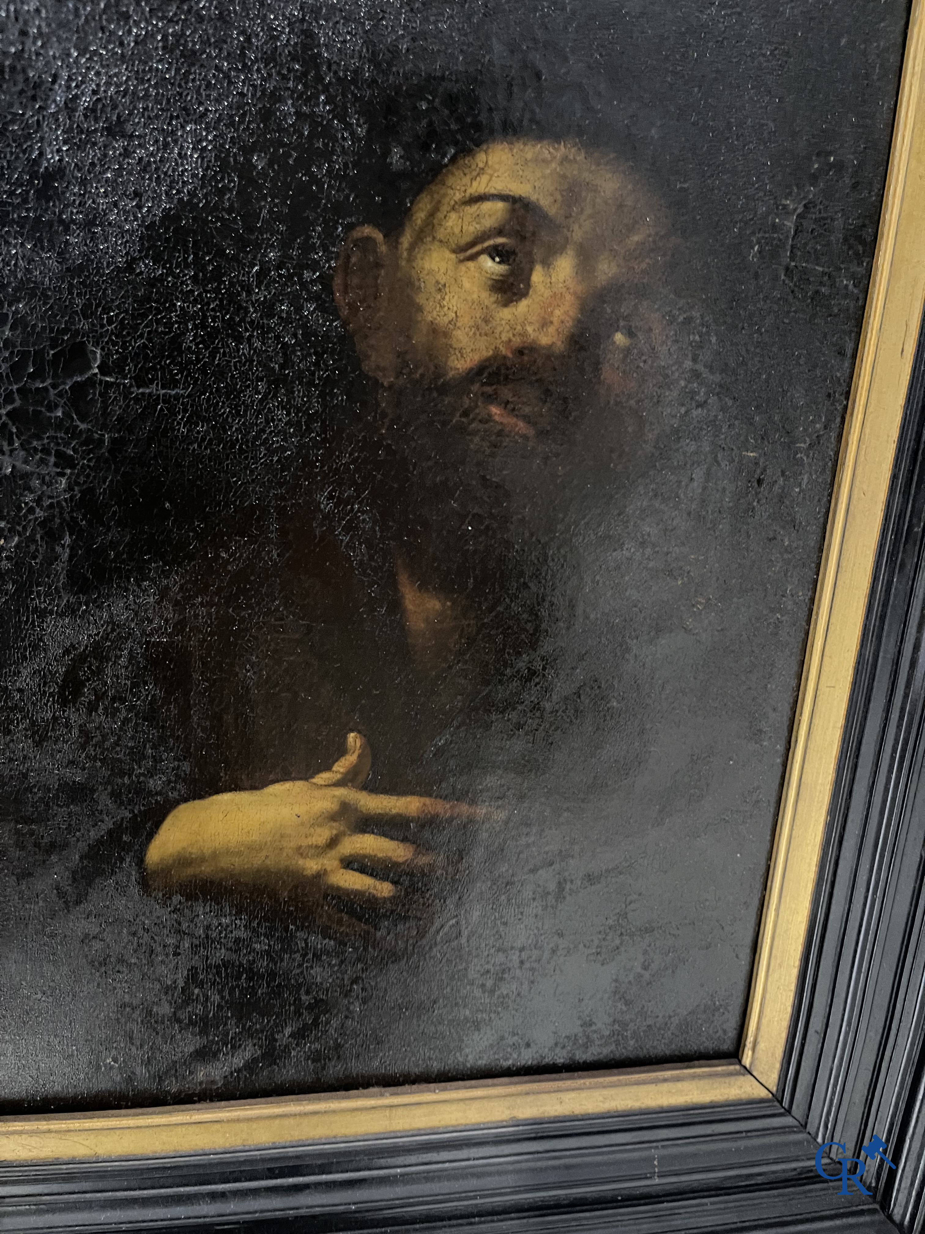 Religieus Schilderij. Italiaanse school, 17e eeuw. Franciscus van Assisi. Olie op doek. Oude herdoeking.