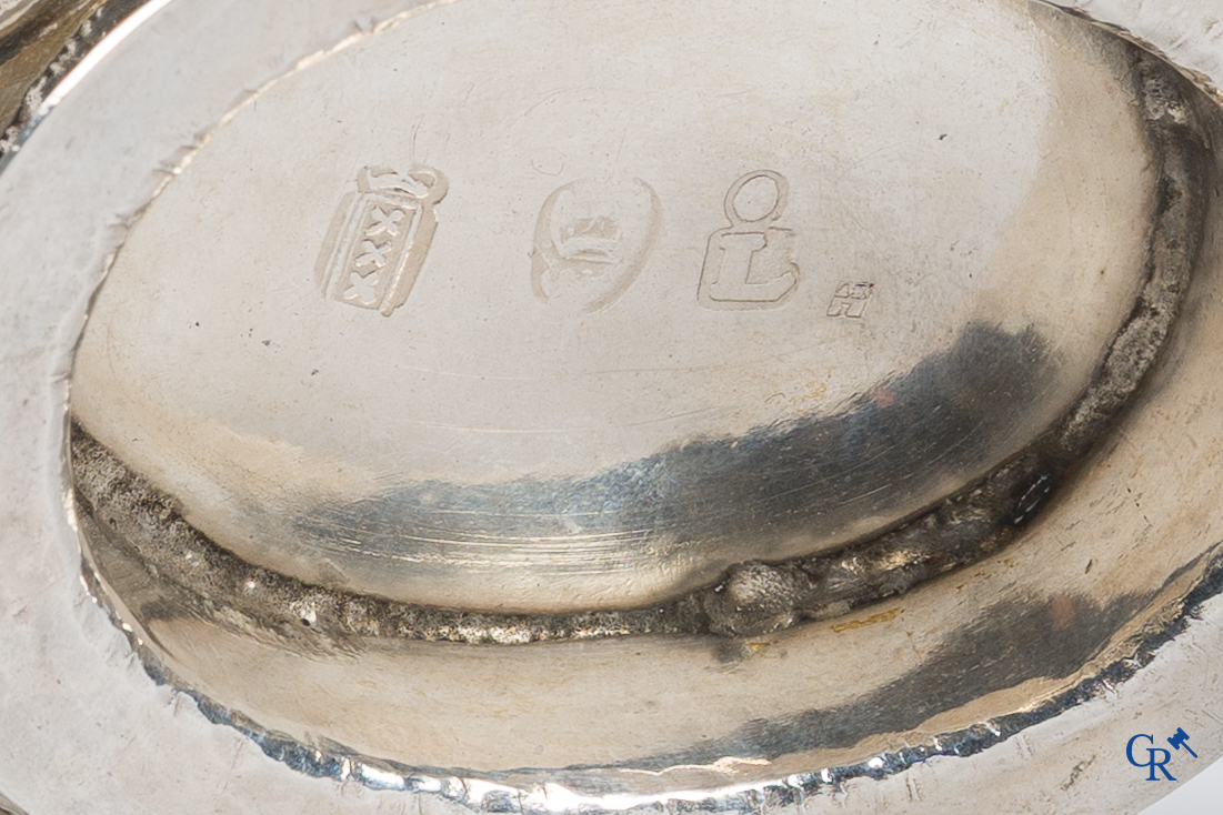 Zilveren brandewijnkom. Keurmerken. Holland, 19e eeuw.