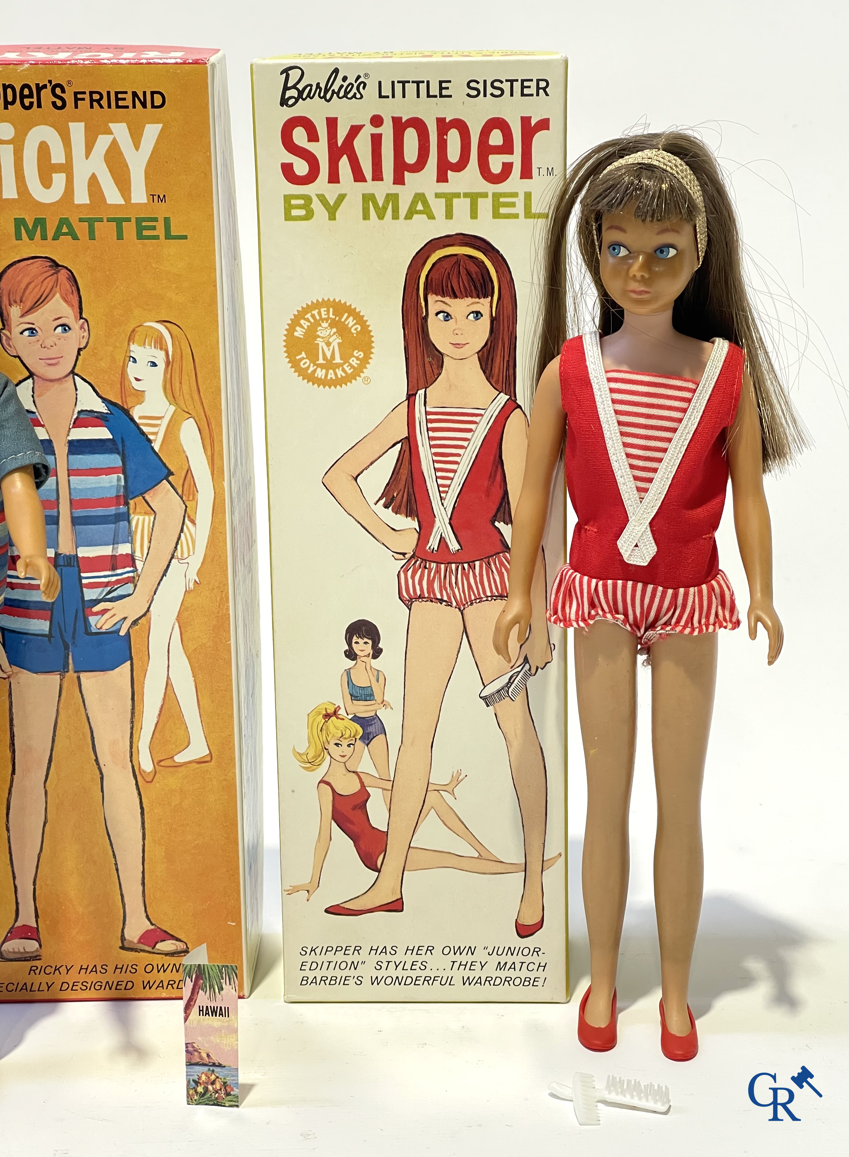 Oud Speelgoed. Mattel, een groot lot poppen en attributen. Barbie, Ricky, Skipper, Ken enz. Jaren '60 en later.