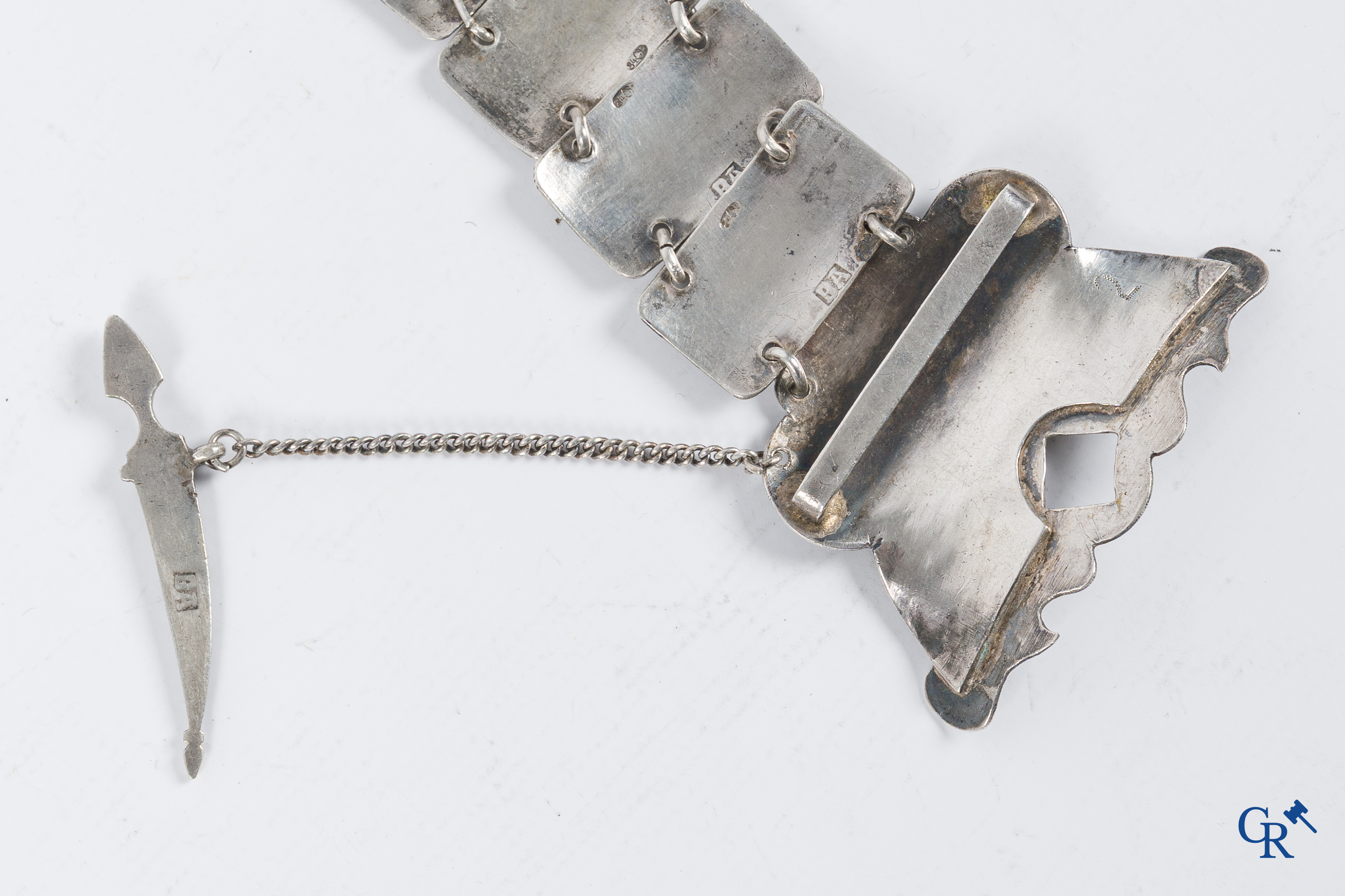 Russisch zilver. Ceremoniële riem in niello zilver, 84 kokochnik Moscou. Meestermerk Vasily Ivanovich Andreev.