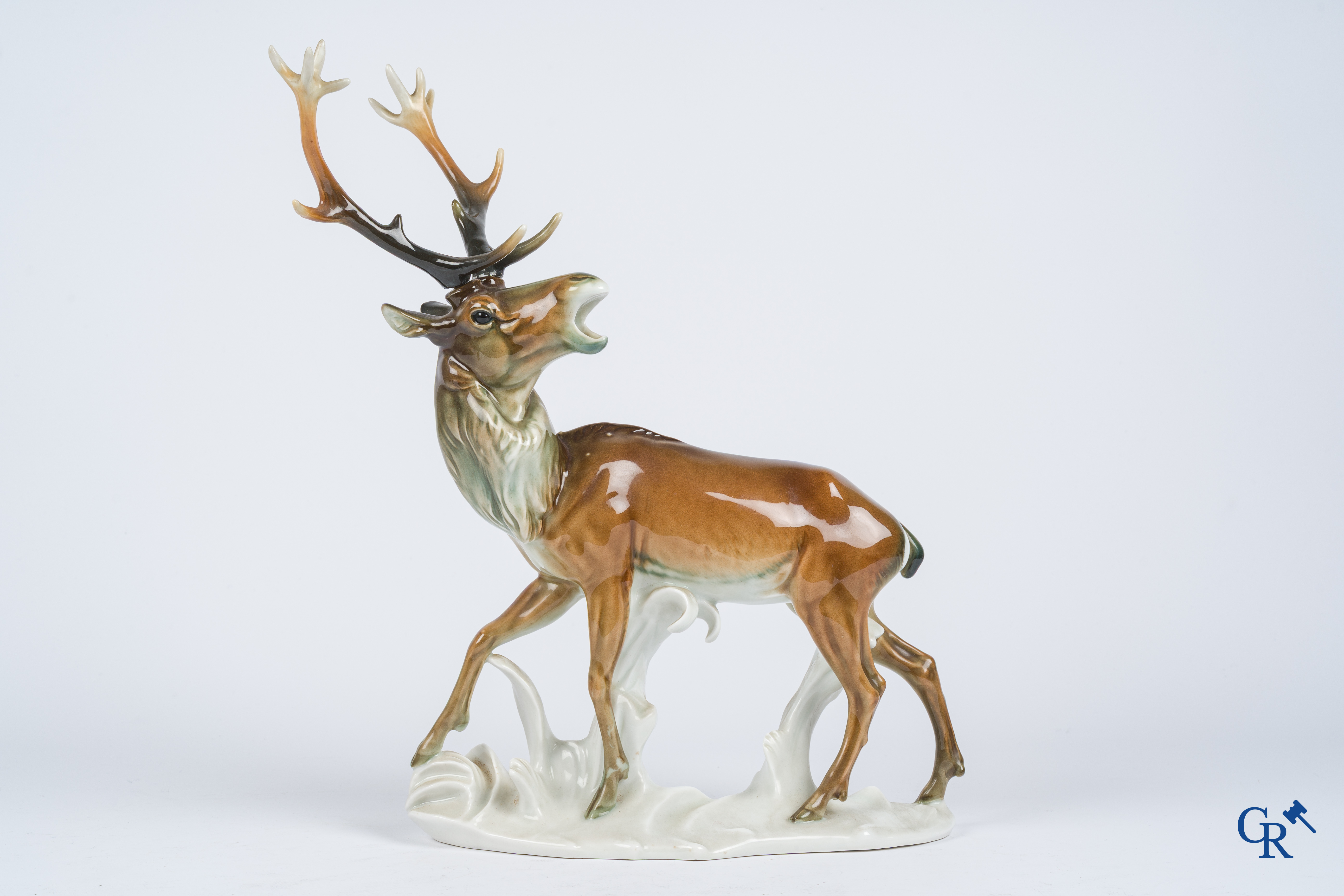 Karl Ens Volkstedt. 3 Grote groepen in fijn Duits porselein. Gemerkt.