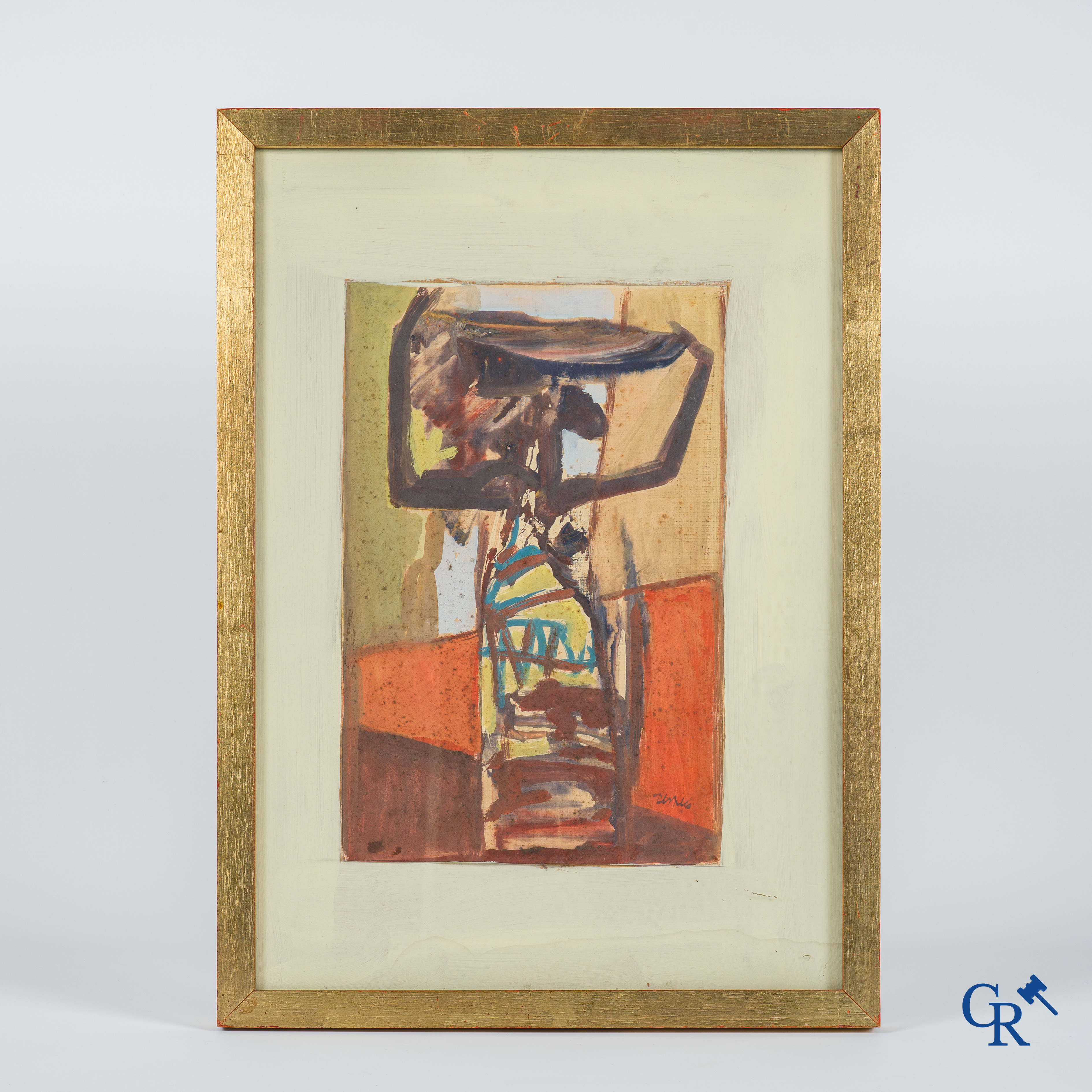 Floris Jespers (1889-1965) Congolese vrouw. Gemengde techniek op papier. Gesigneerd rechtsonder.