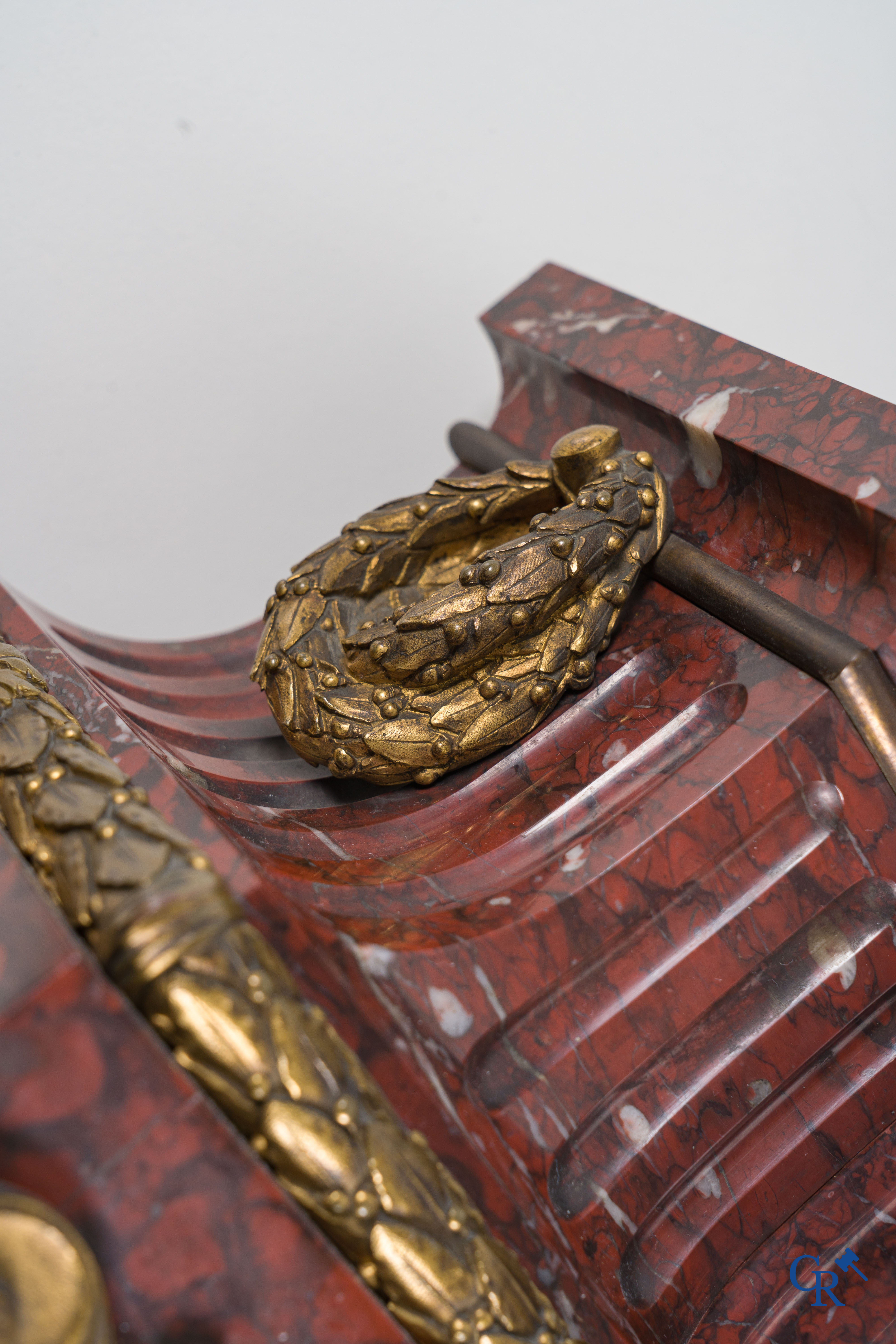 Charpentier à Paris, An imposing 3-piece fireplace clockset in gilded and patinated bronze. Late 19th century.