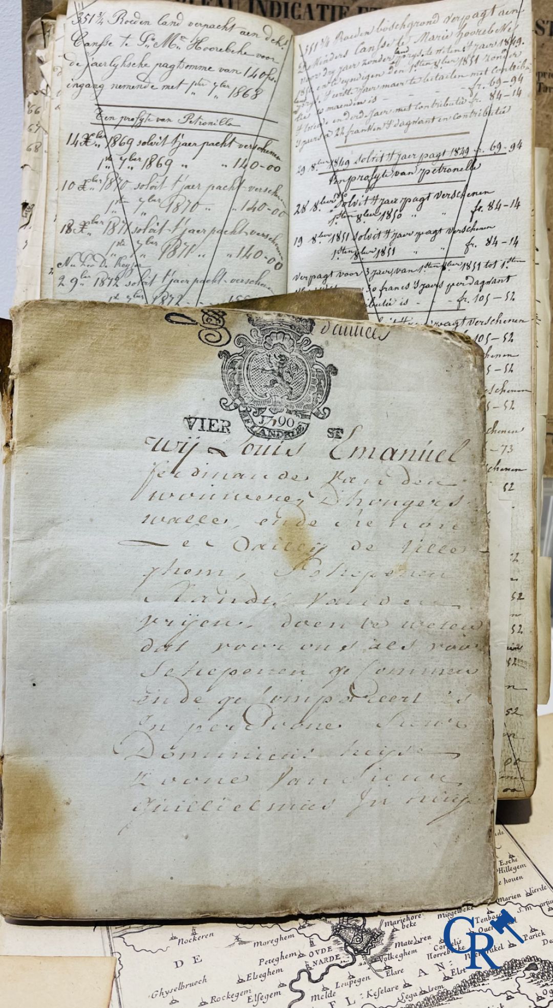 Ancient documents: An interesting lot with various documents, engravings, maps, etc. 18th-19th century.