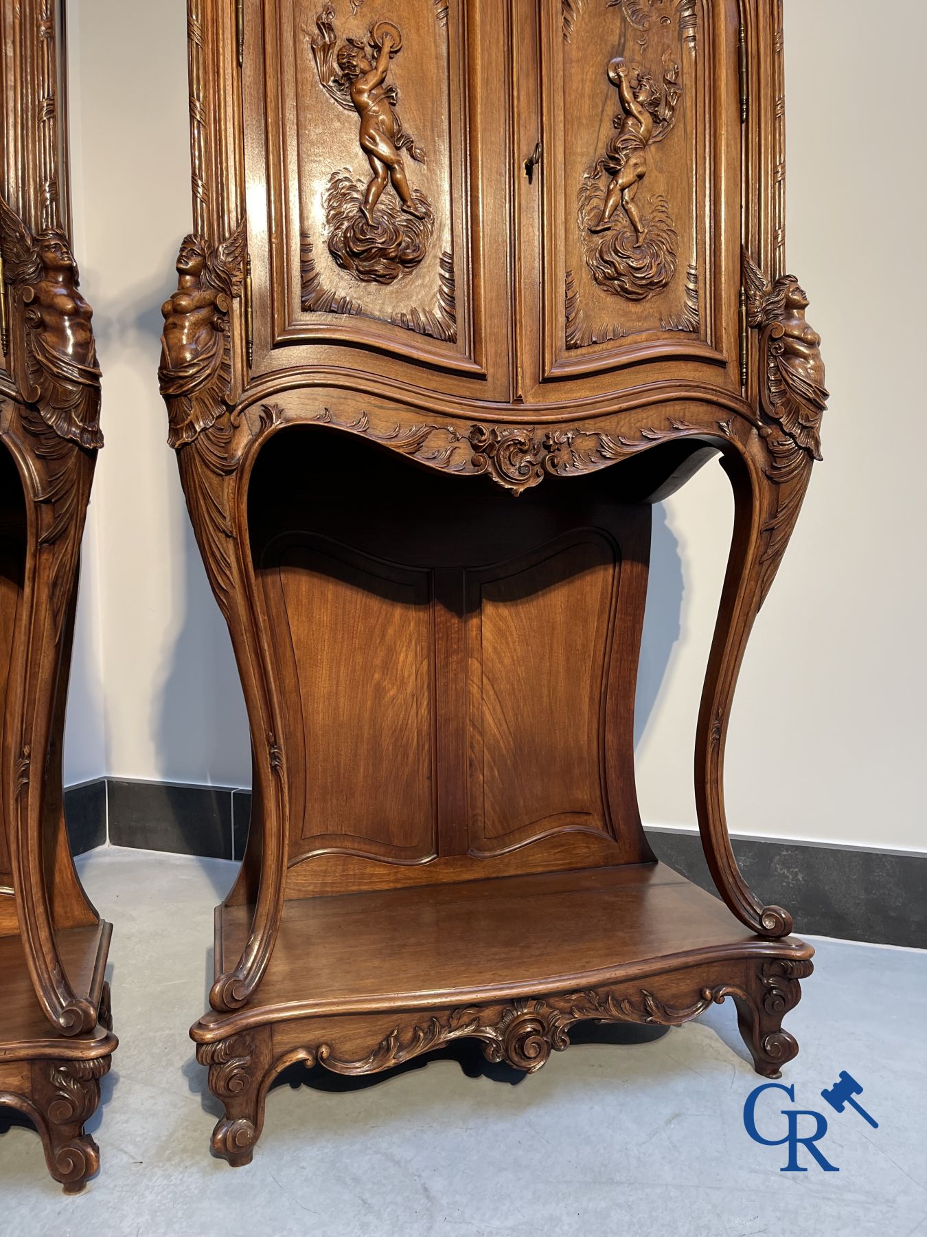 Furniture: A pair of finely carved furniture. LXV style.