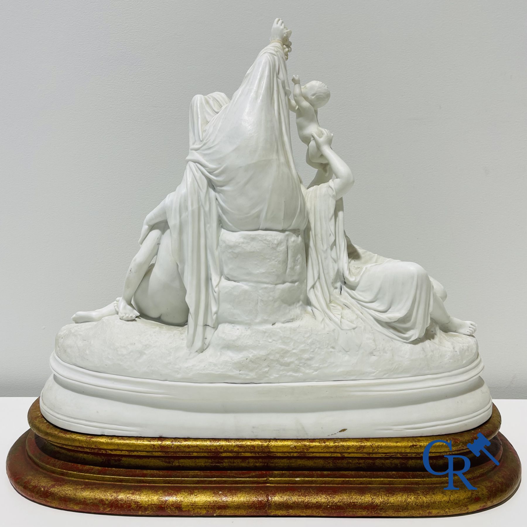 Large statue in white biscuit in the manner of Sèvres. 19th century.