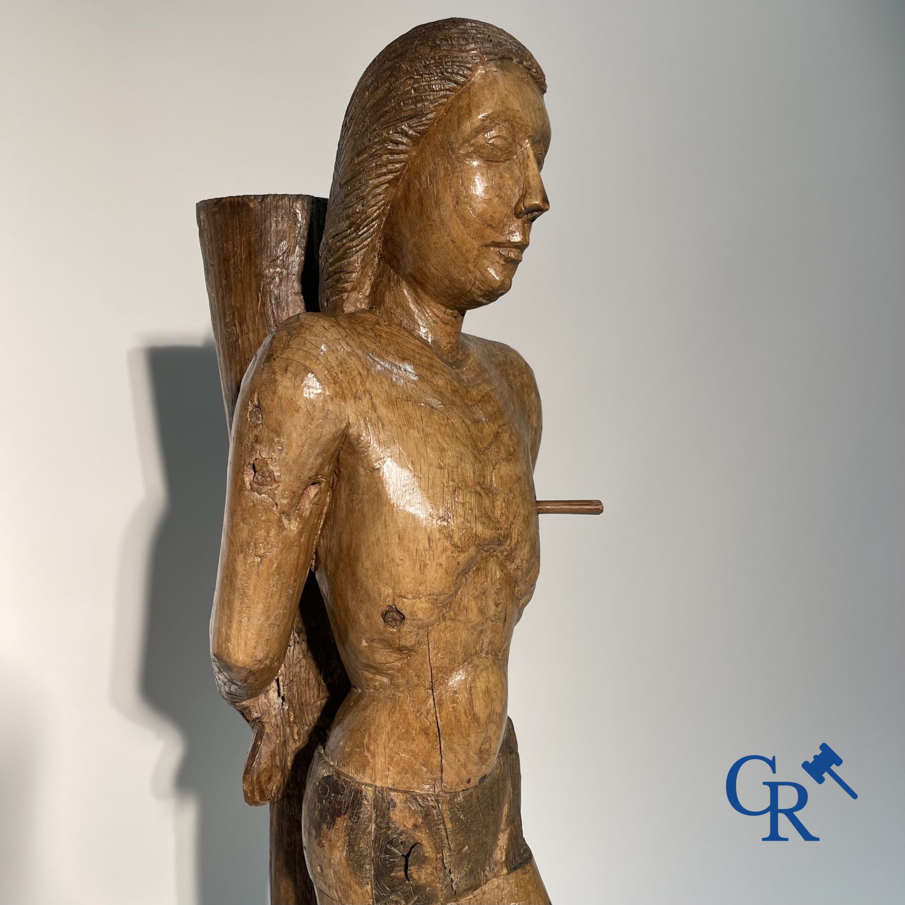 Sculpture en bois : Saint Sébastien 16ème - 17ème siècle.